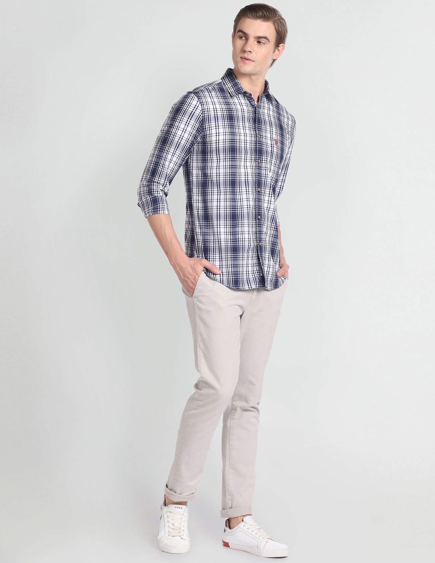 Tartan Check Oxford Shirt Navy - U.S. Polo Assn. India | Large