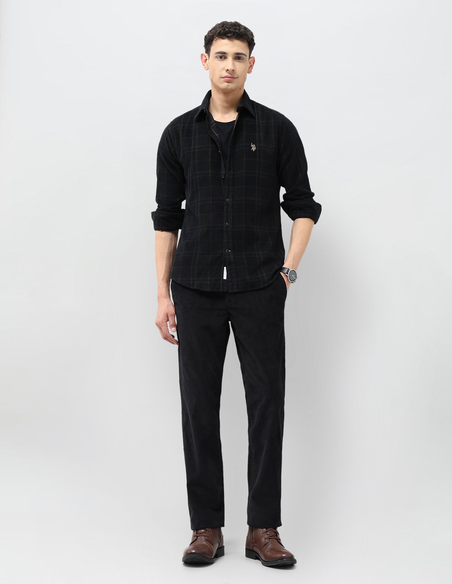 Corduroy Tailored Fit Shirt Olive - U.S. POLO ASSN. | Large