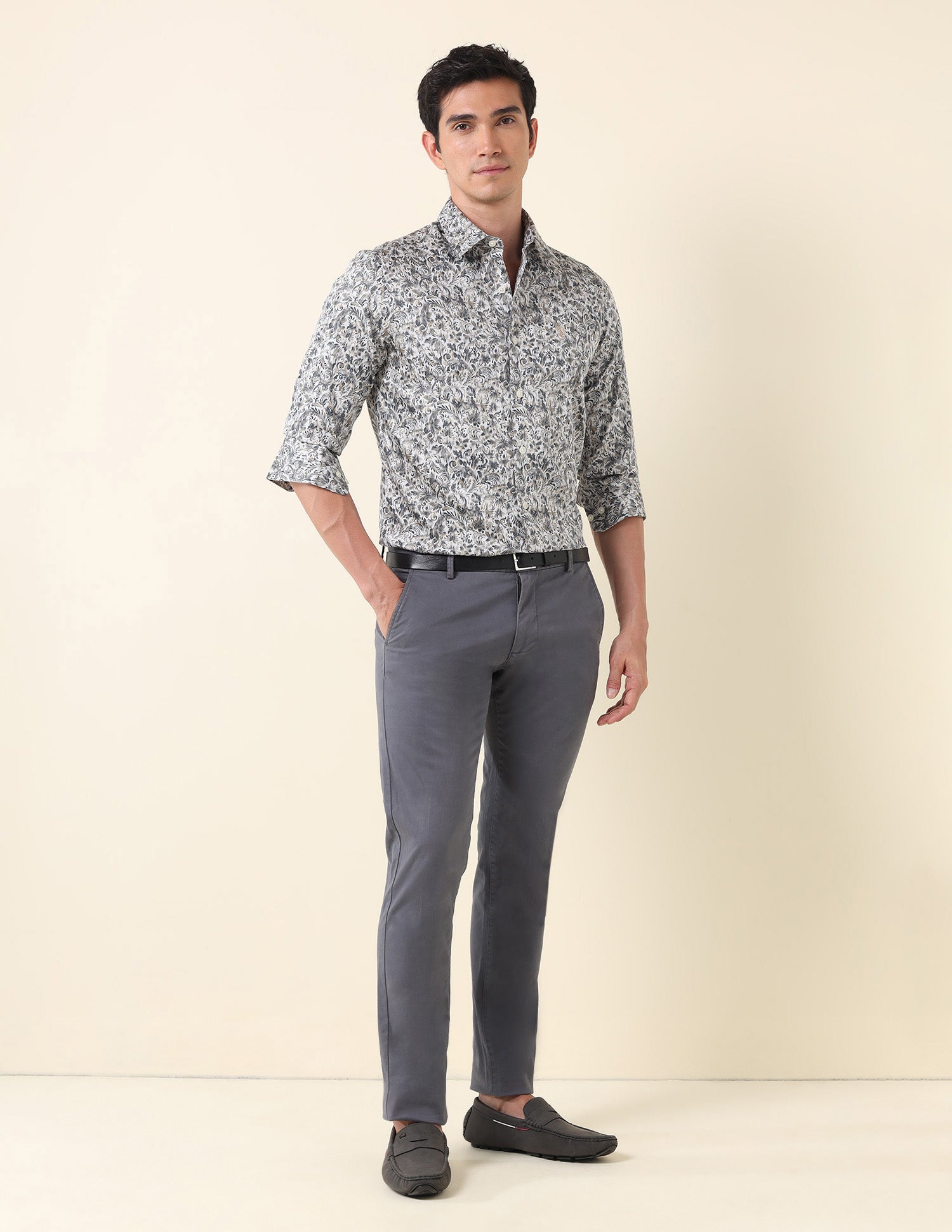 All Over Printed Tailored Fit Shirt Grey - U.S. Polo Assn. India | Large