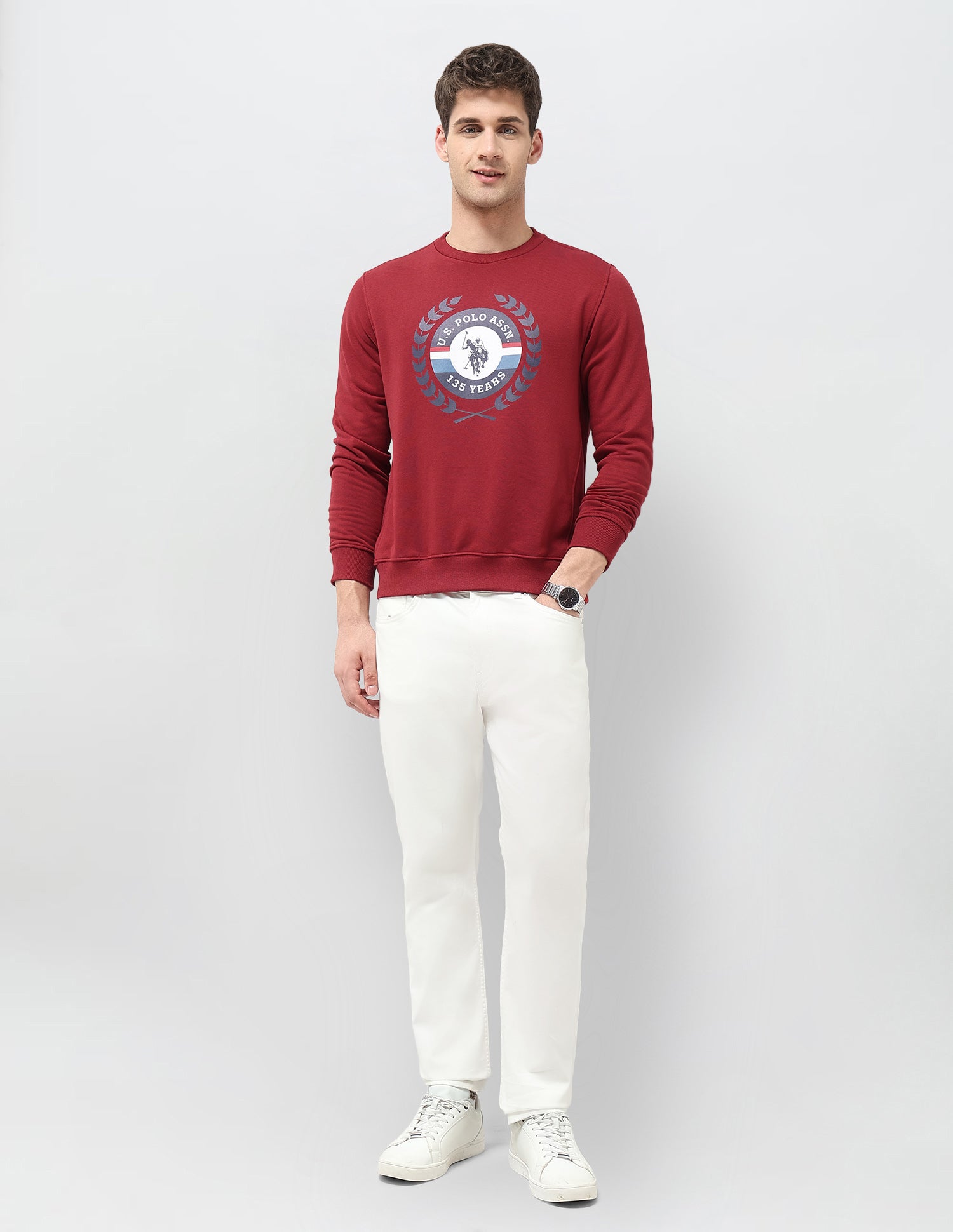 Graphic Brand Printed Regular Fit Sweatshirt Red - U.S. POLO ASSN. | Large