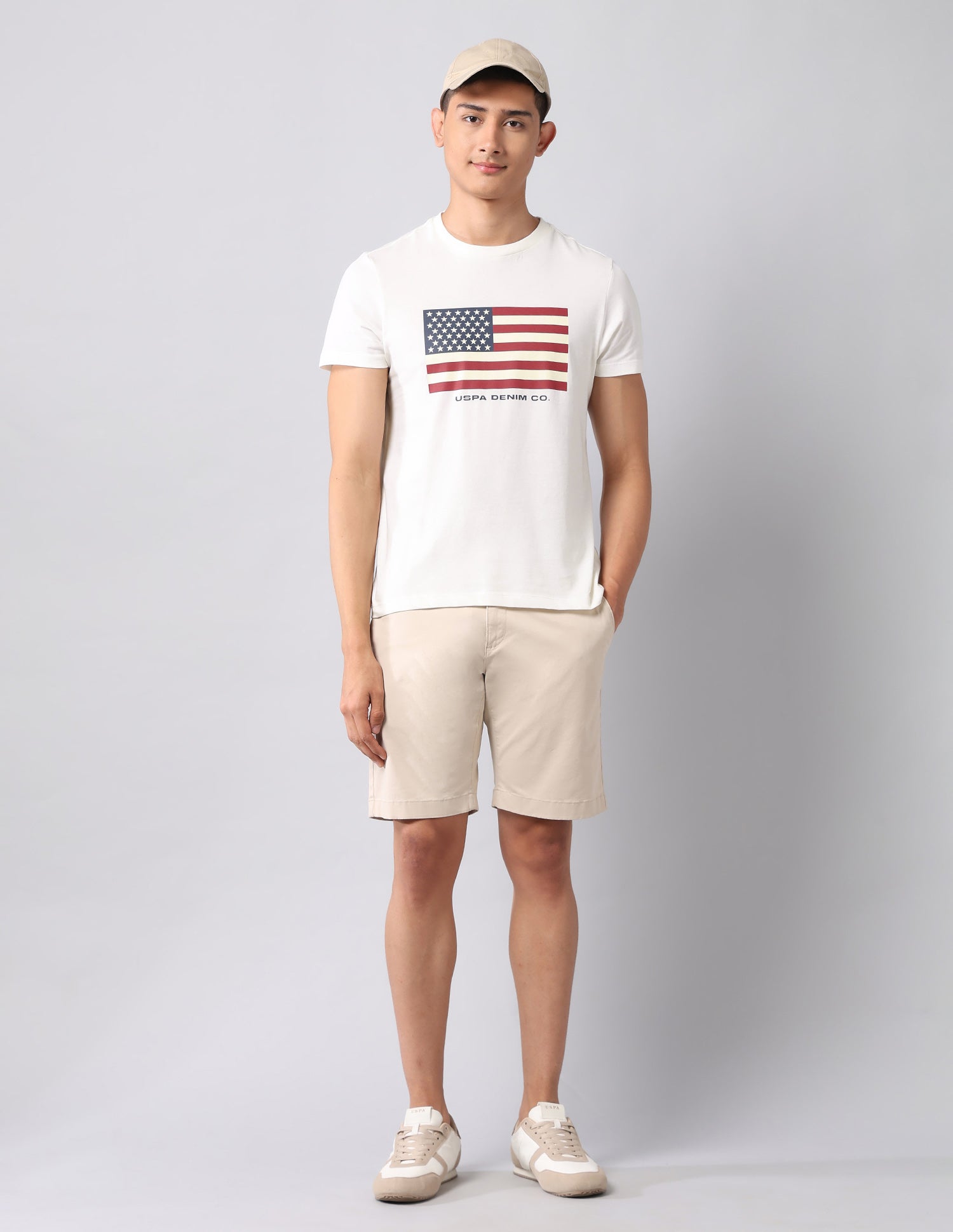 Graphic Printed Pure Cotton T-Shirt Ivory - U.S. Polo Assn. India | Large