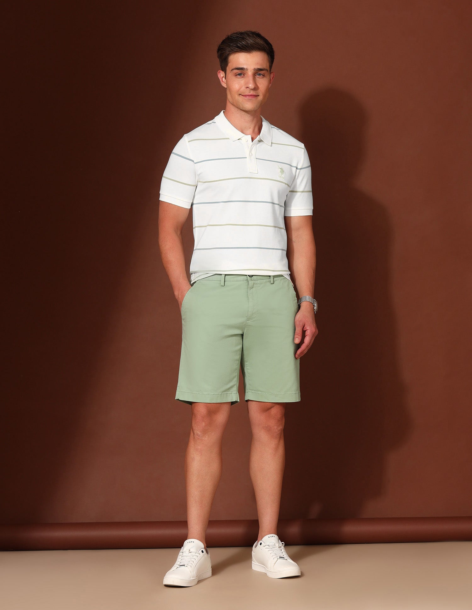 Horizontal Striped Working Holiday Polo Shirt White - U.S. Polo Assn. India | Large