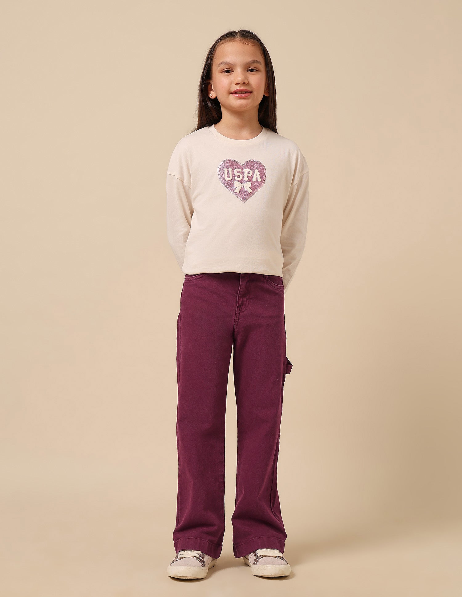 Girls Mid Rise Bootcut Jeans Beaujolais - U.S. POLO ASSN. | Large