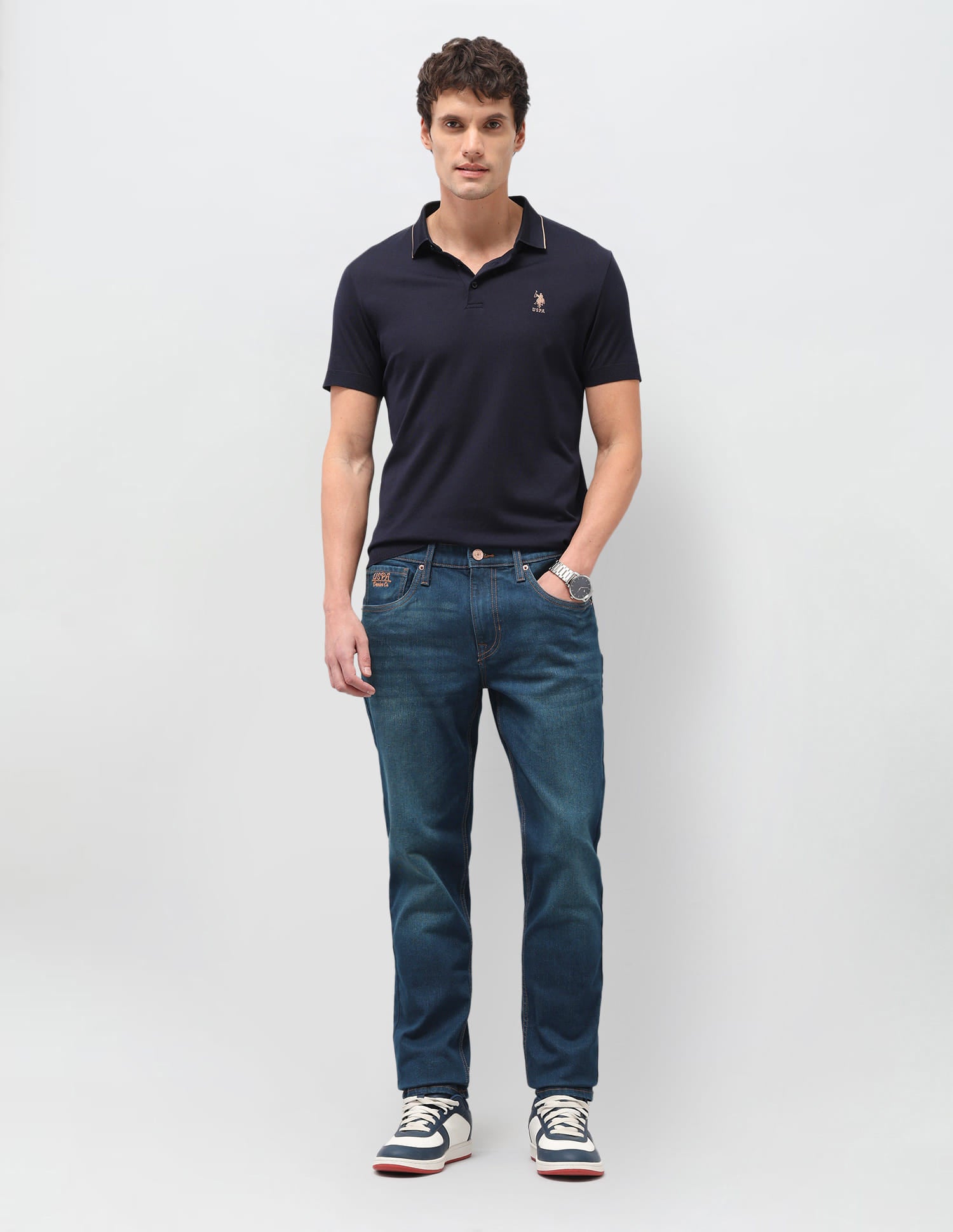Solid Slim Fit Jeans Blue - U.S. Polo Assn. India | Large