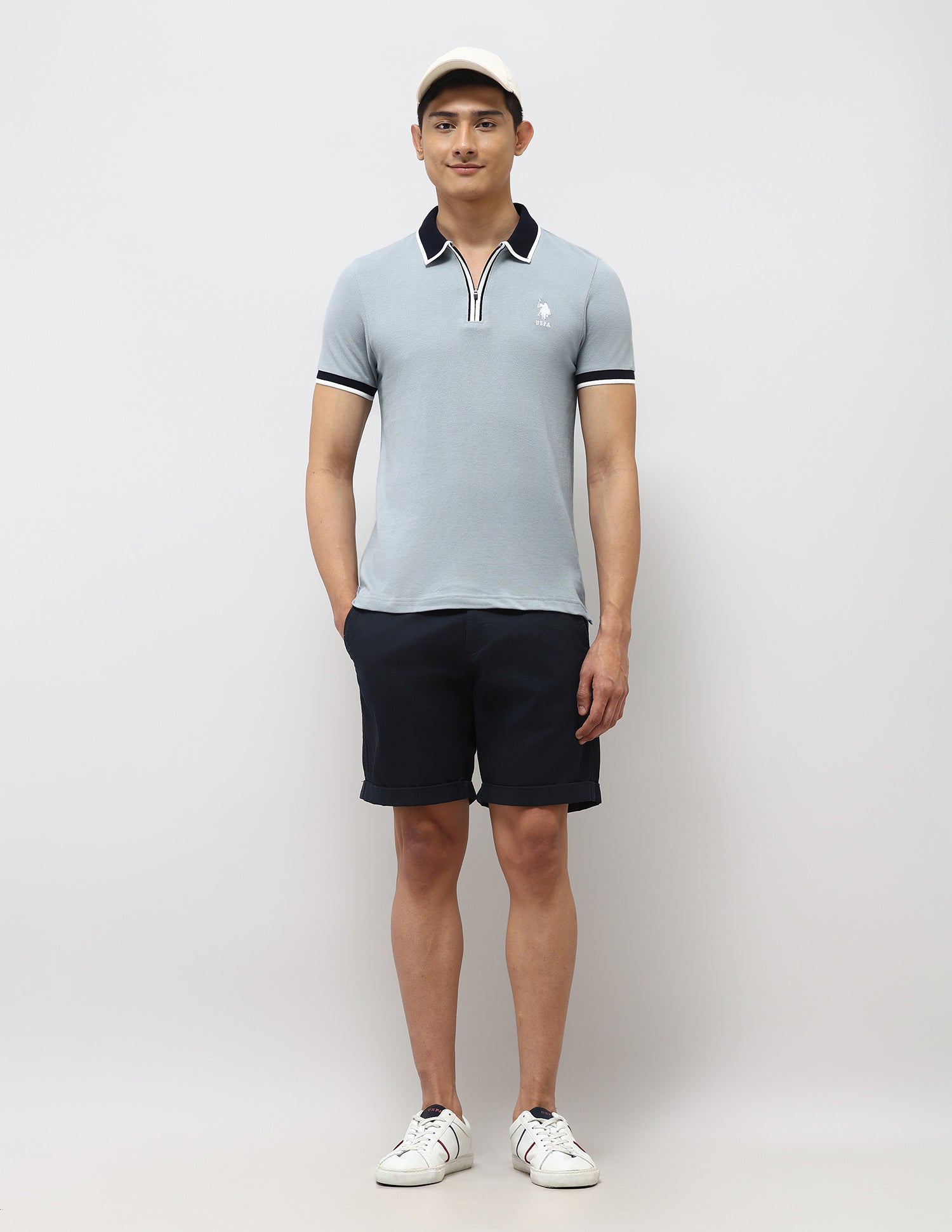 Pure Cotton Muscle Fit Polo Shirt Light Grey - U.S. Polo Assn. India | Large