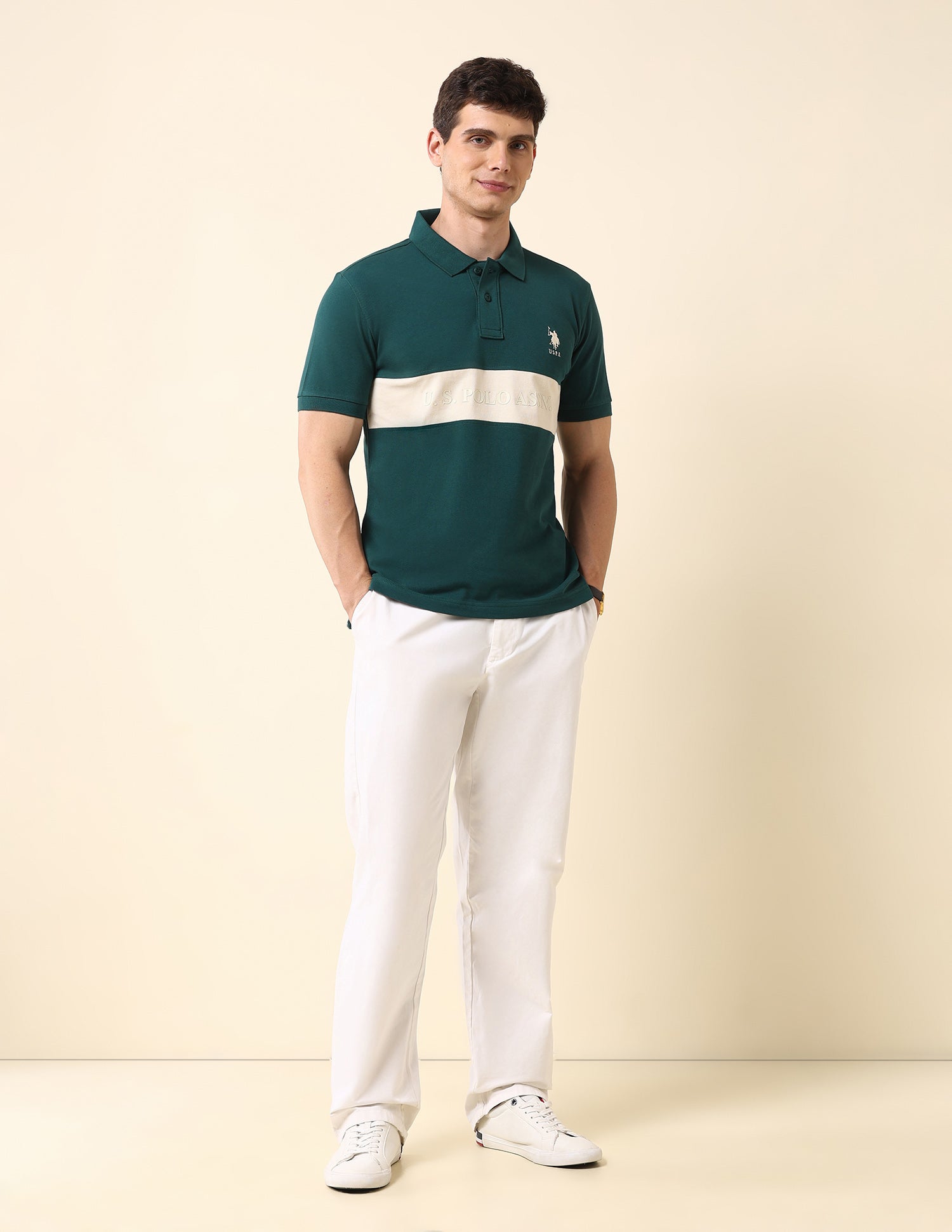 Brand Embossed Classic Polo Shirt Dark Green - U.S. Polo Assn. India | Large