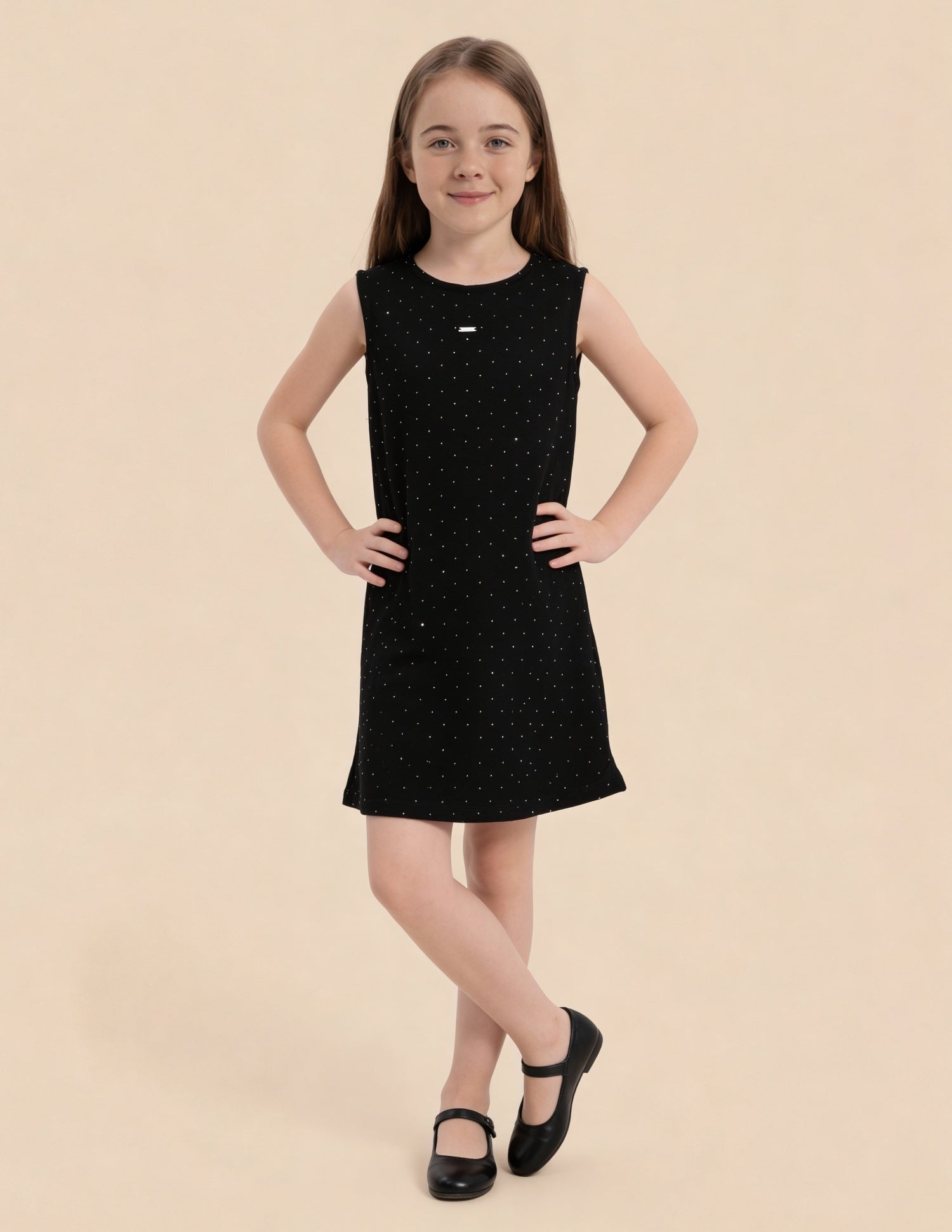 Girls Embellished A-Line Dress Black - U.S. Polo Assn. India | Large