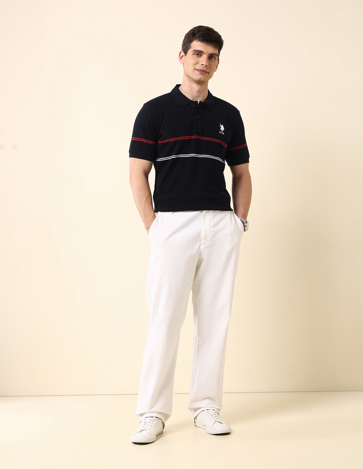 Horizontal Striped Classic Polo Shirt Navy - U.S. POLO ASSN. | Large