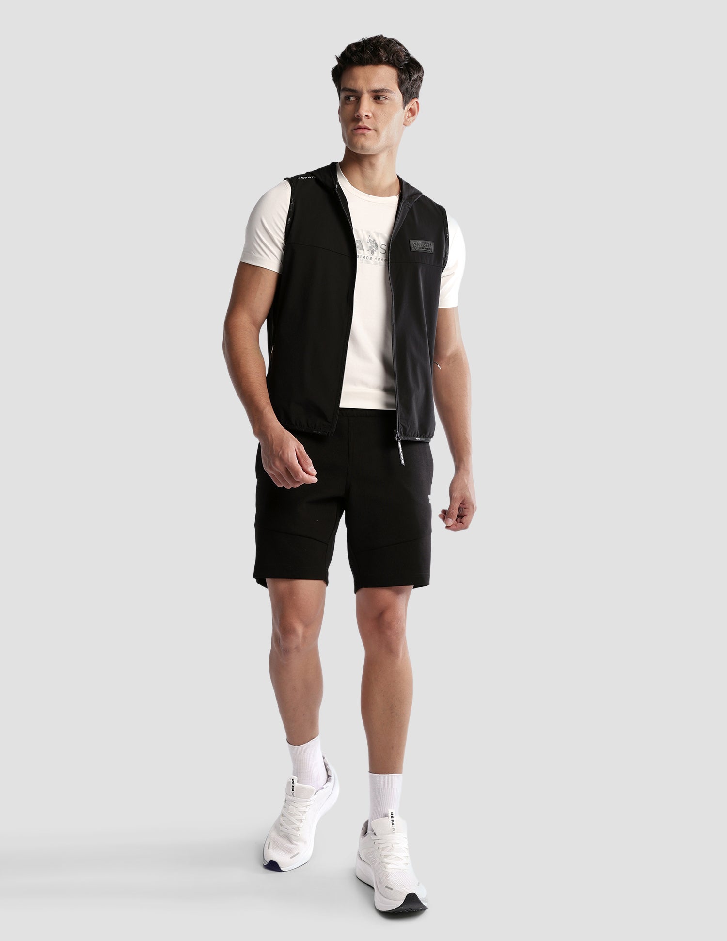 Solid Regular Fit Active Jacket Black - U.S. Polo Assn. India | Large