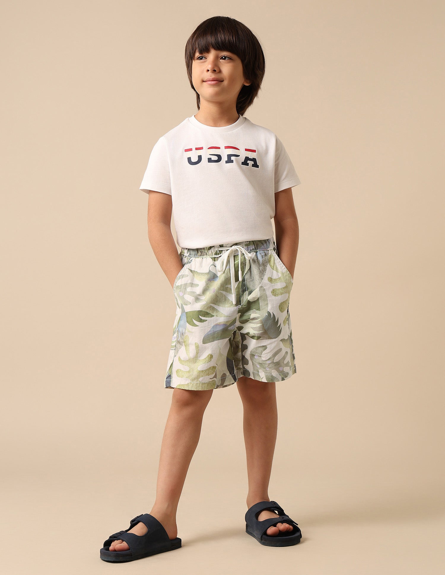 Boys Pure Cotton Tropical Printed Shorts Yellow - U.S. POLO ASSN. | Large