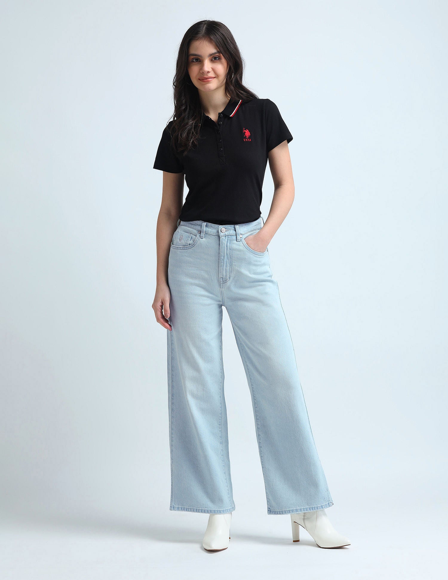 Wide Leg Fit Blue Jeans Blue - U.S. Polo Assn. India | Large