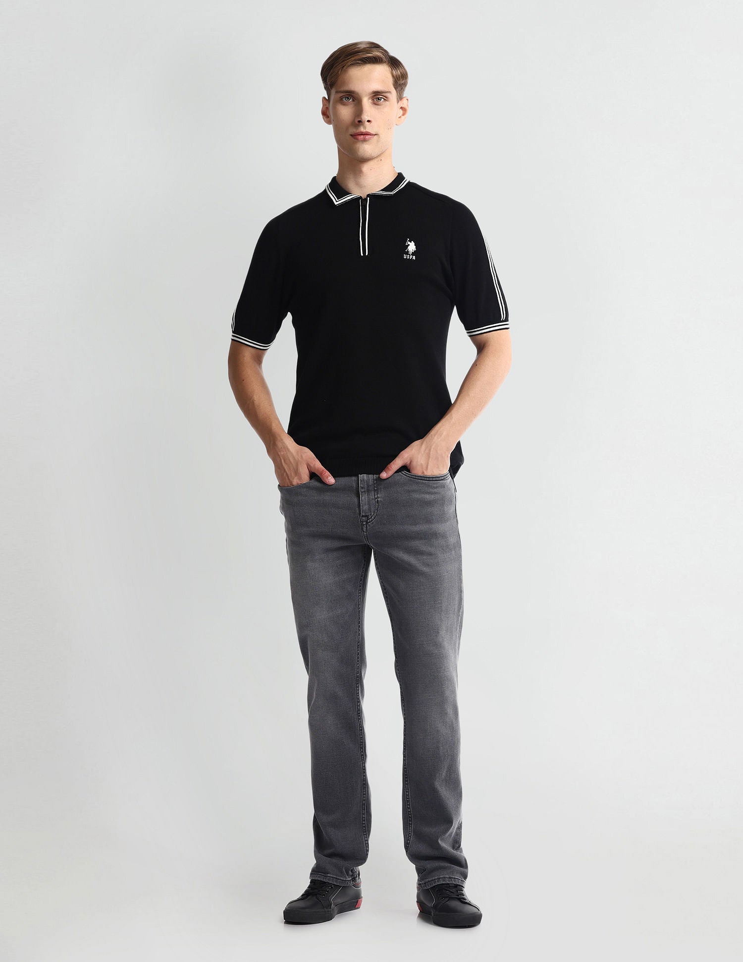 Harold Slim Straight Fit Black Jeans Grey - U.S. POLO ASSN. | Large