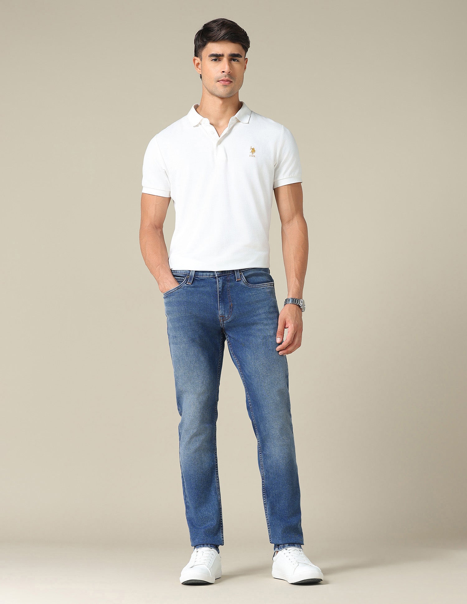 Brandon Slim Tapered Fit Blue Jeans Blue - U.S. POLO ASSN. | Large