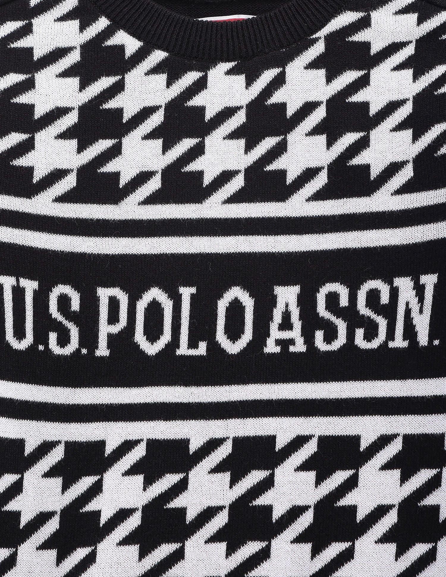 Boys Houndstooth Logo Sweater Black - U.S. POLO ASSN. | Large
