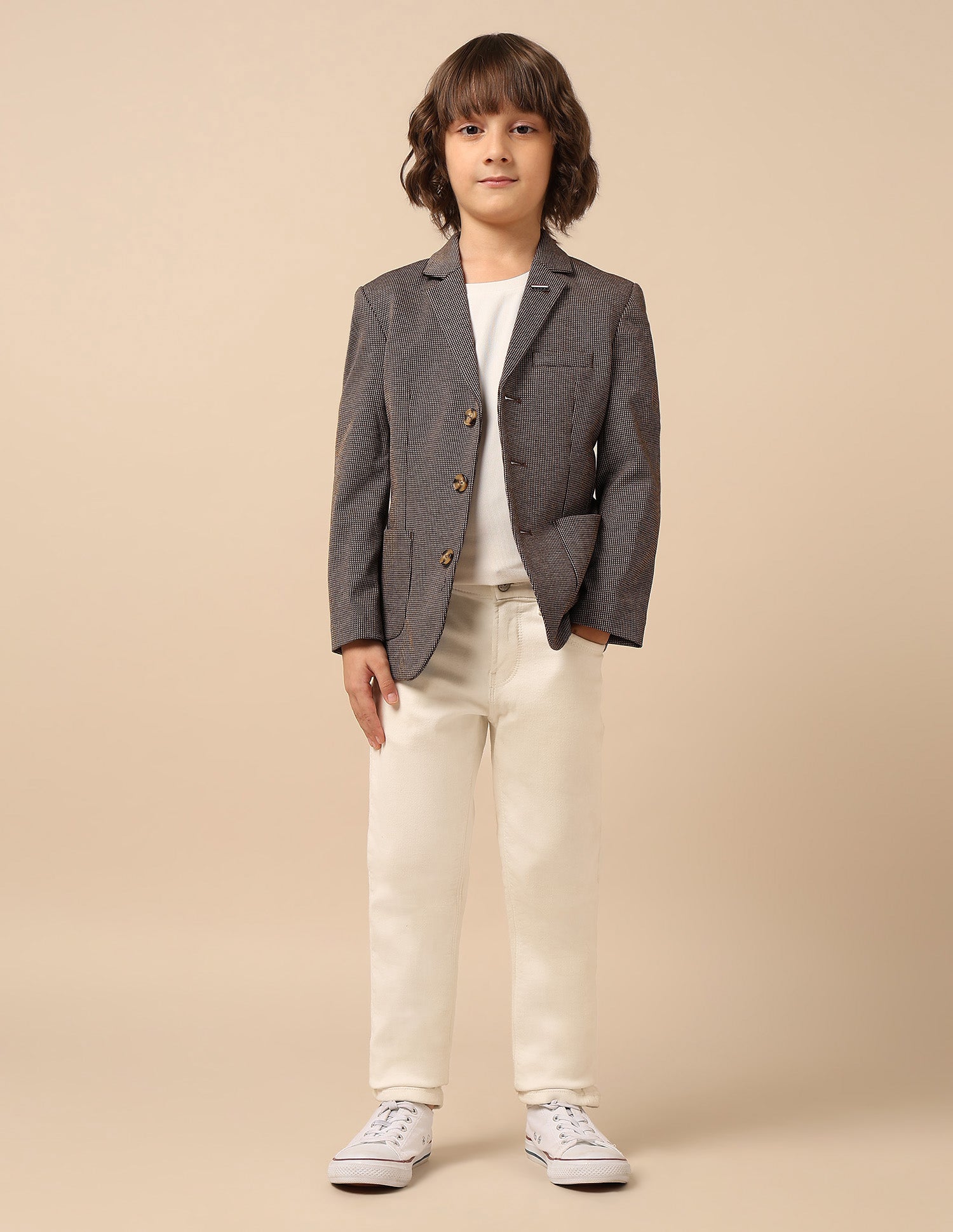 Boys Solid Regular Fit Blazer Brown - U.S. Polo Assn. India | Large