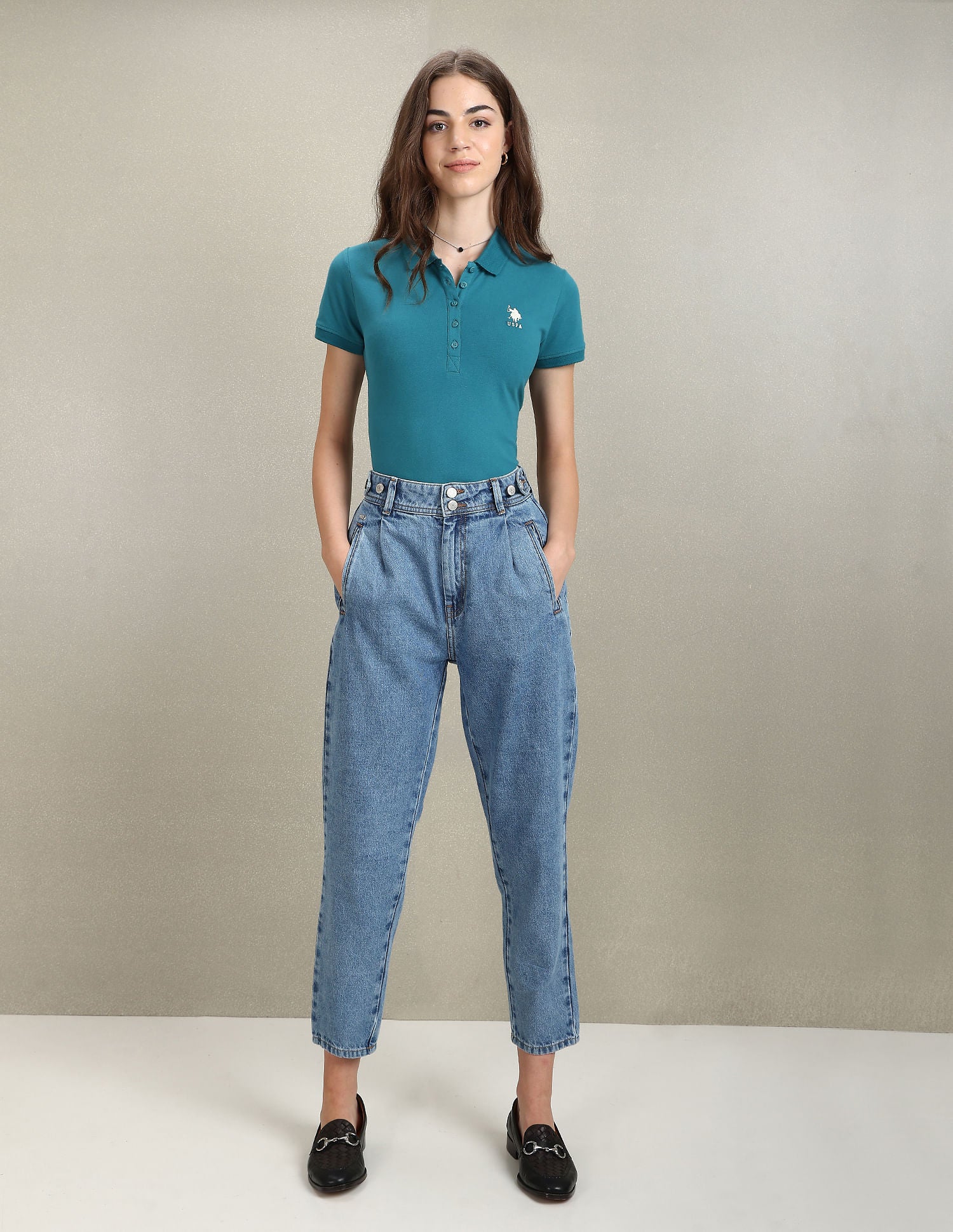 Solid Slim Polo Shirt Teal - U.S. POLO ASSN. | Large