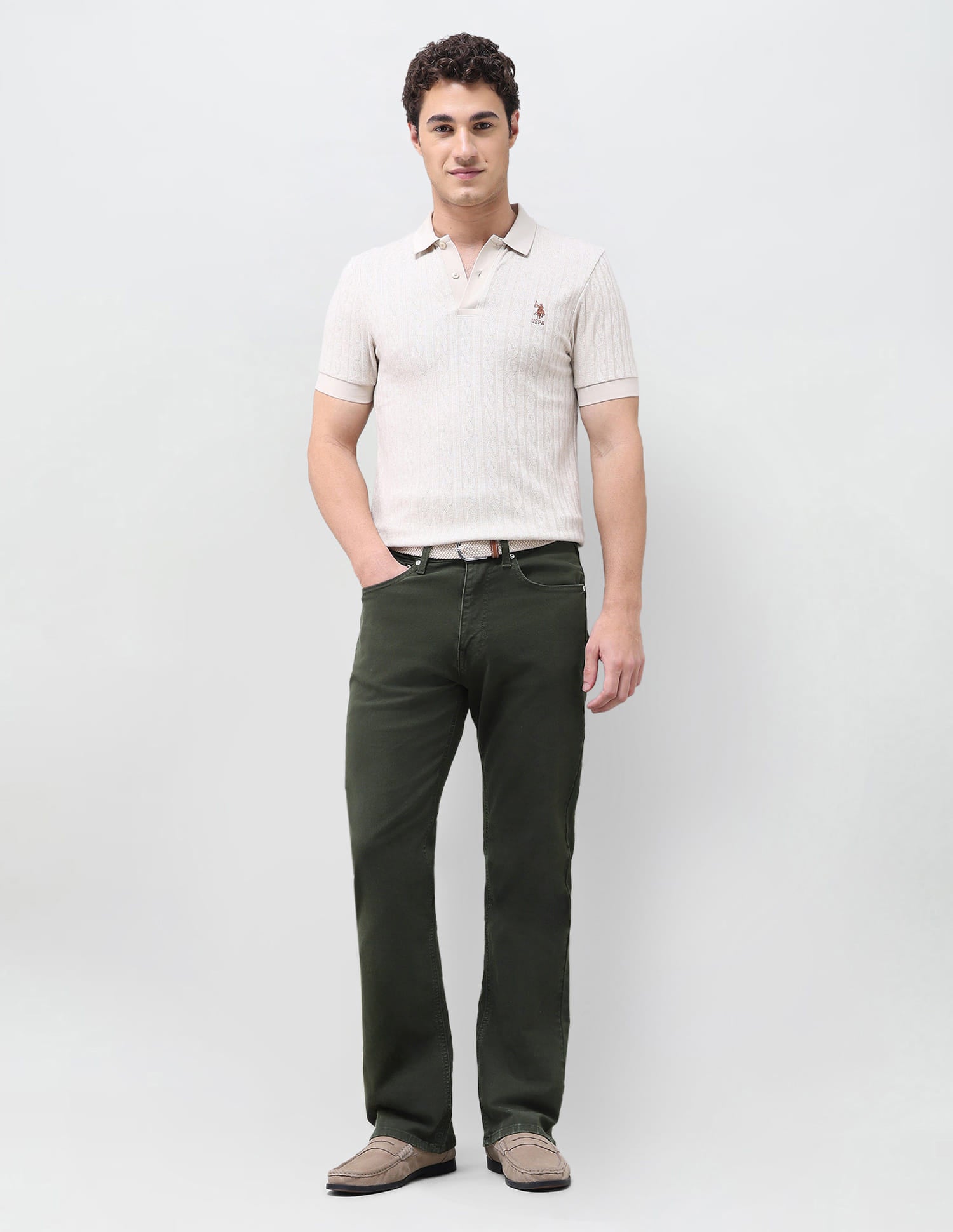 Solid Bootcut Fit Jeans Green - U.S. Polo Assn. India | Large