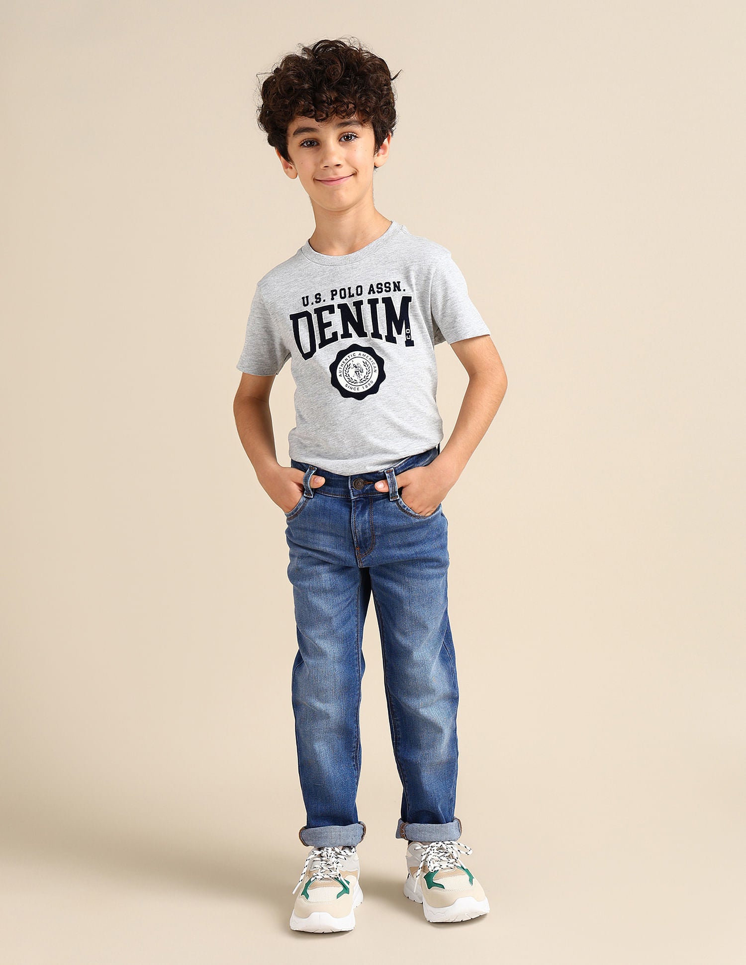 Boys Slim Fit Blue Jeans Light Blue - U.S. POLO ASSN. | Large