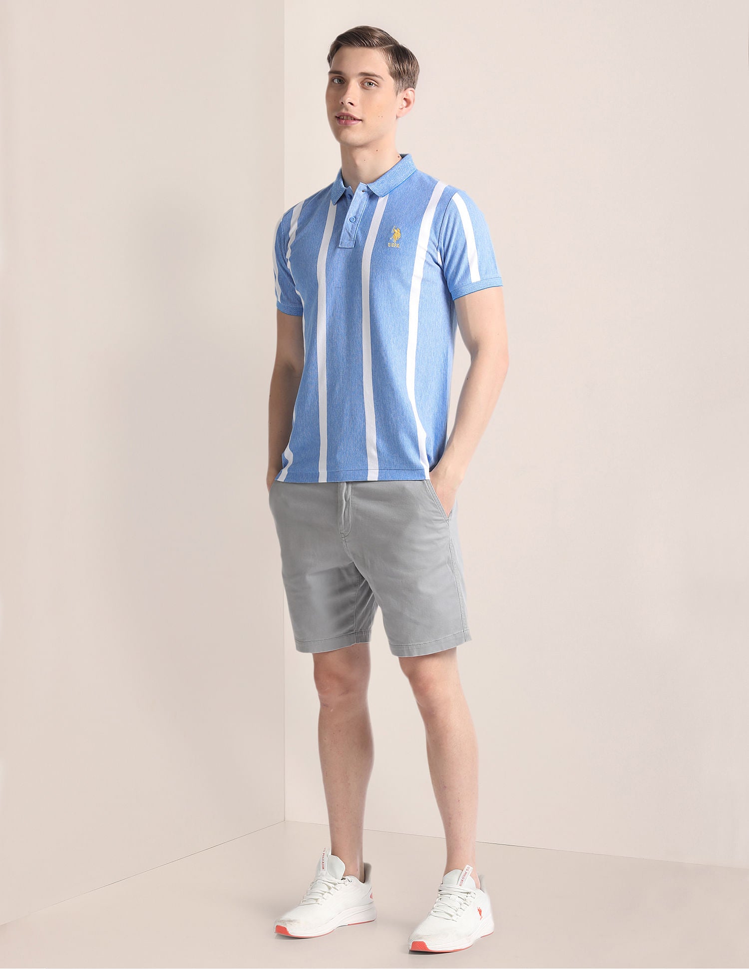 Vertical Stripe Cotton Polo Shirt Blue - U.S. Polo Assn. India | Large