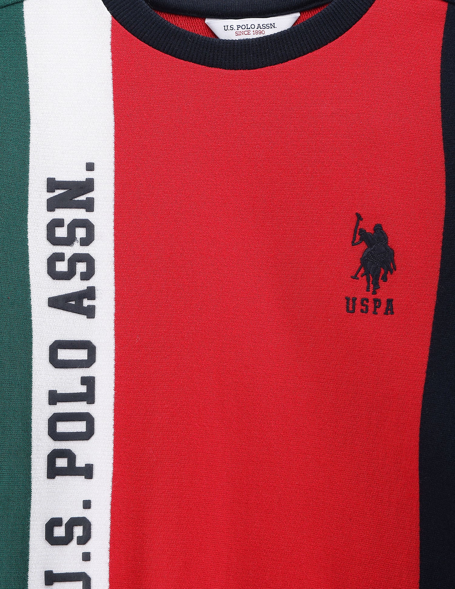 Boys Vertical Stripe Sweatshirt Red - U.S. POLO ASSN. | Large