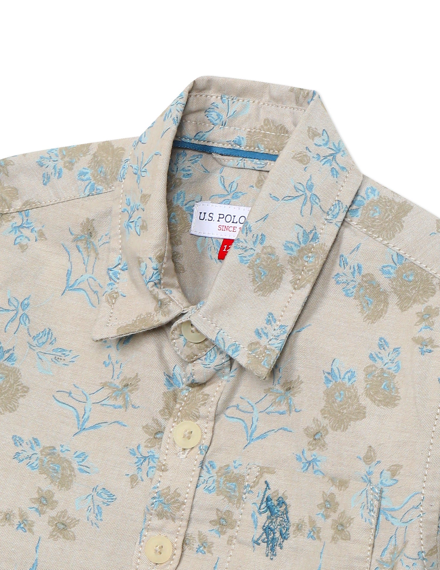 Spread Collar Printed Shirt Beige - U.S. Polo Assn. India | Large