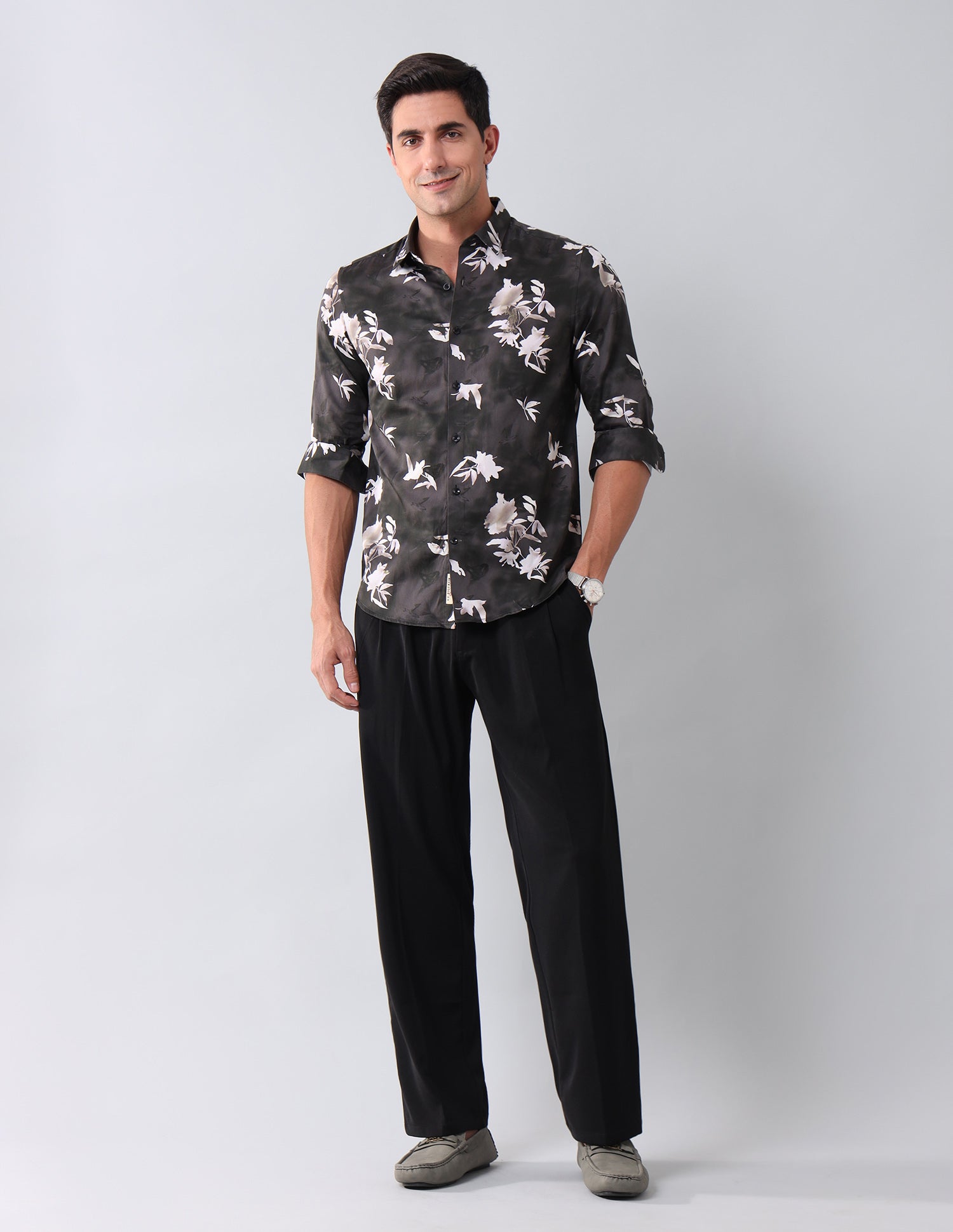 Floral Printed Regular Shirt Charcoal - U.S. Polo Assn. India | Large
