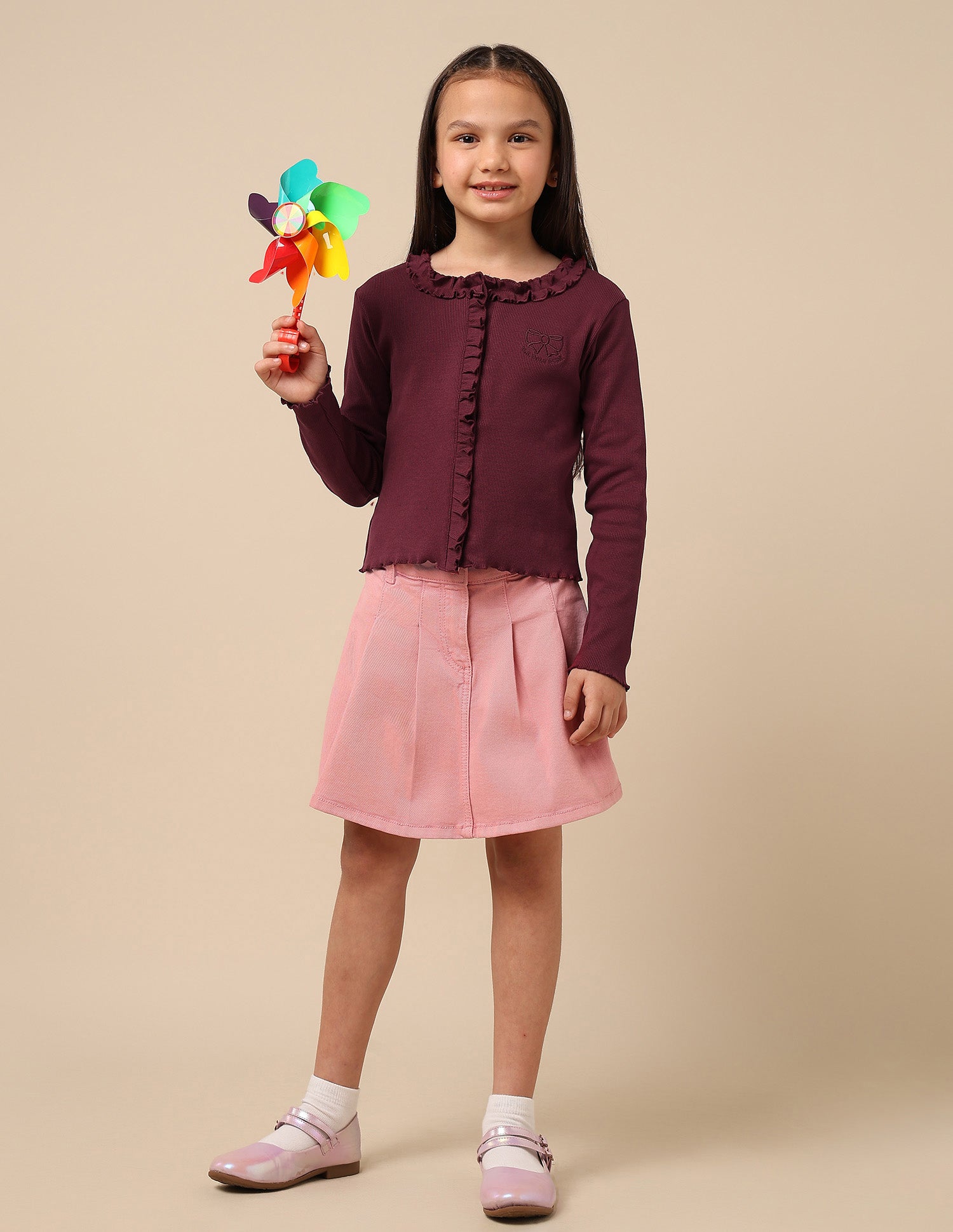 Girls Textured Slim Fit Top Burgundy - U.S. POLO ASSN. | Large