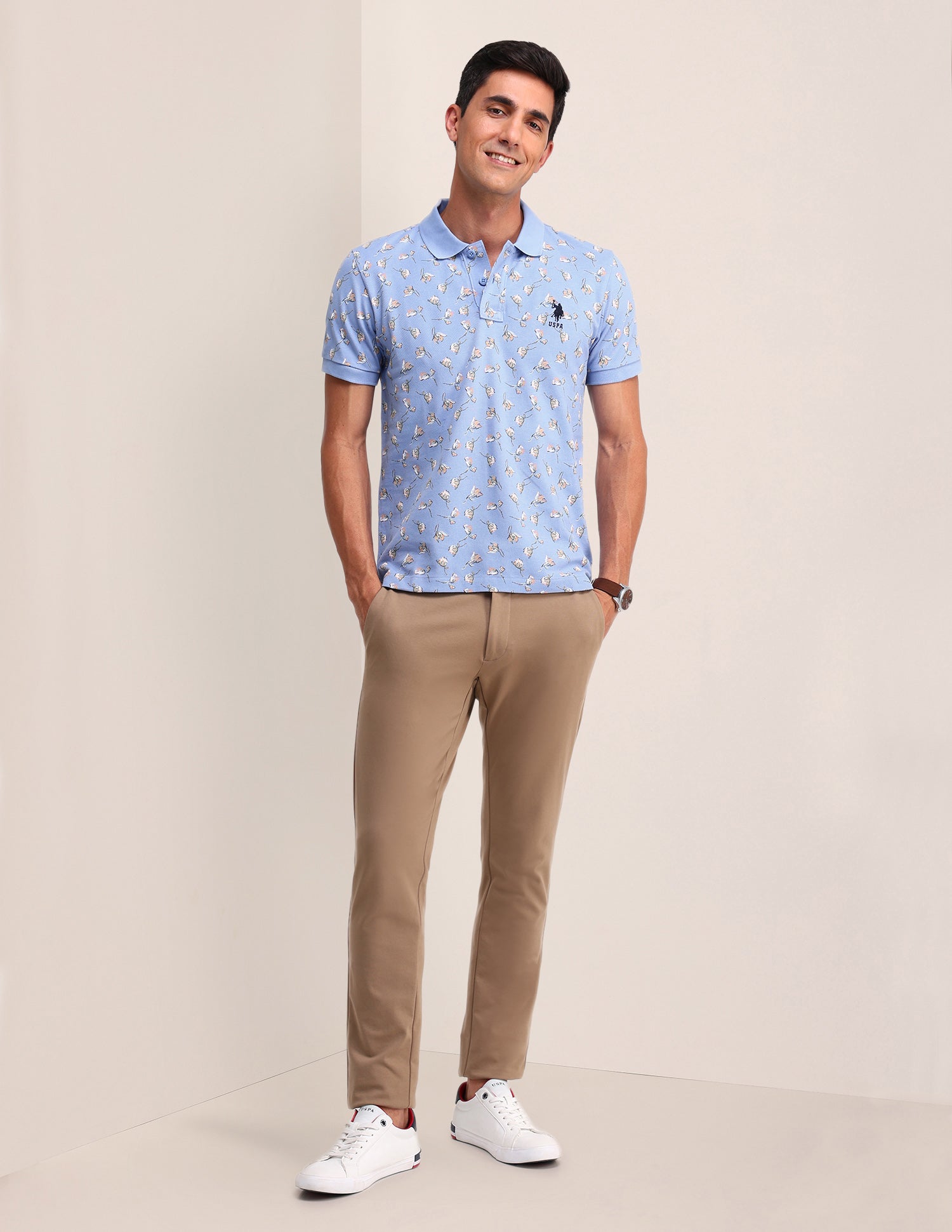 Solid Slim Fit Polo Shirt Blue - U.S. Polo Assn. India | Large