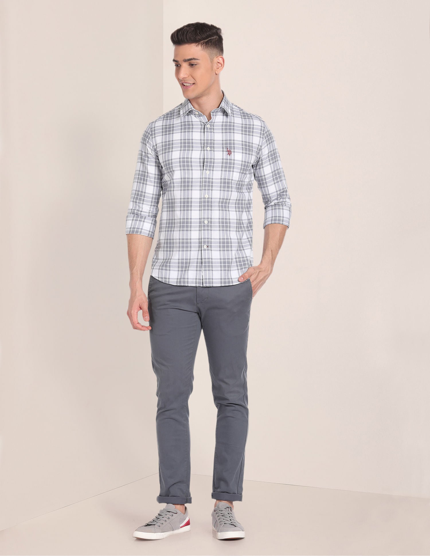 Premium Cotton Tartan Check Shirt Grey - U.S. POLO ASSN. | Large