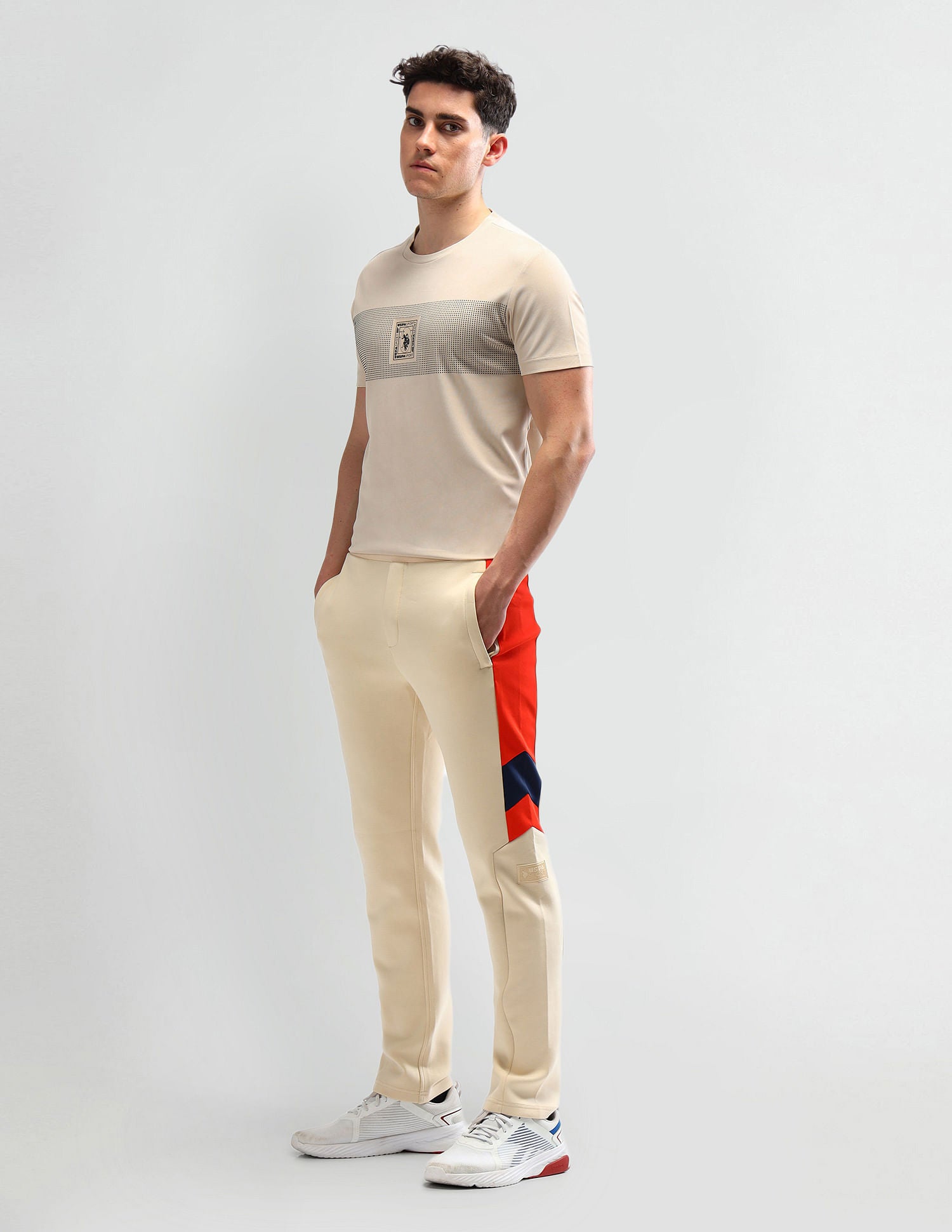 Slim Fit Striped T-Shirt Beige - U.S. Polo Assn. India | Large