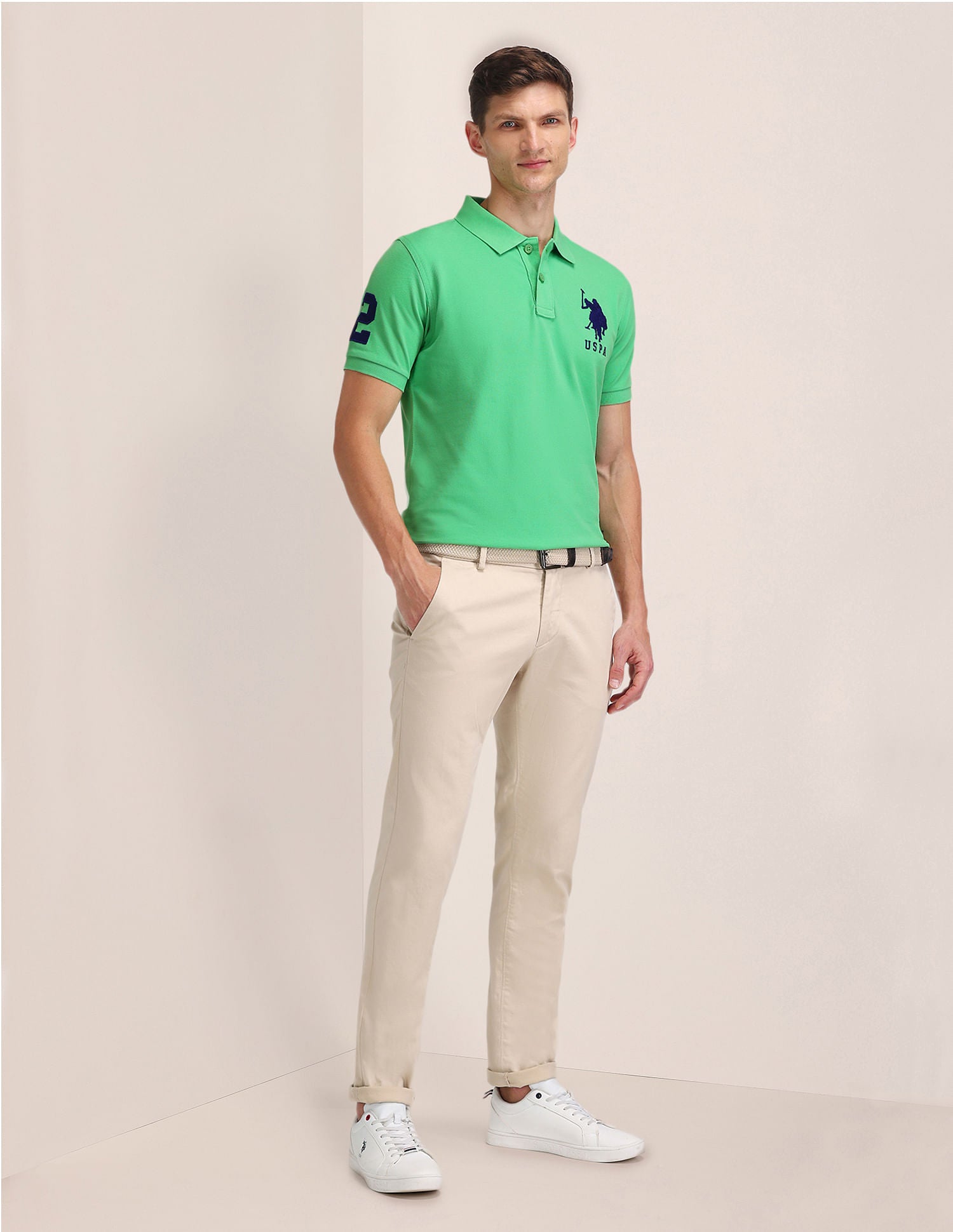 Slim Fit Solid Polo Shirt Green - U.S. POLO ASSN. | Large