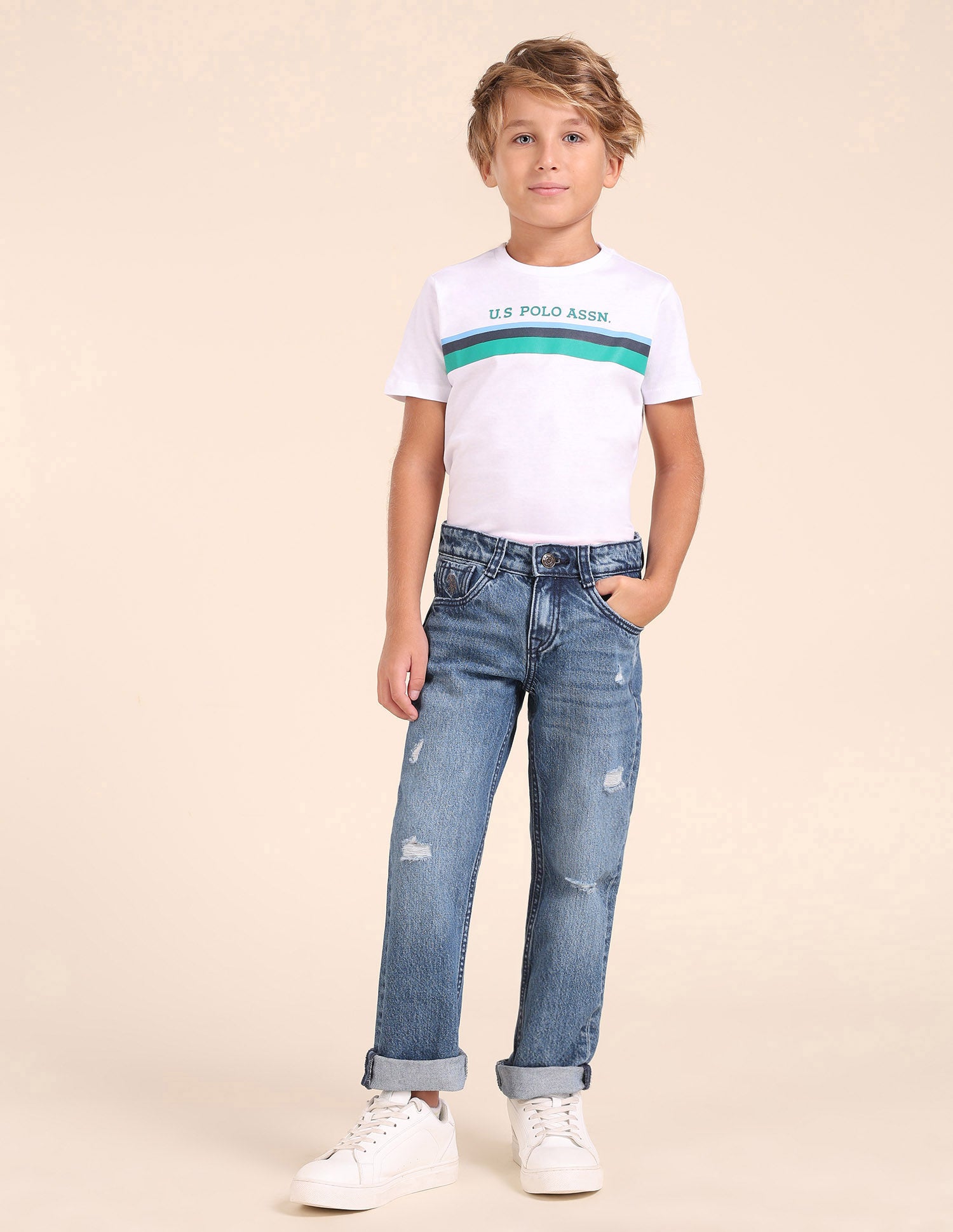 Boys Relaxed Fit Blue Jeans Blue - U.S. POLO ASSN. | Large