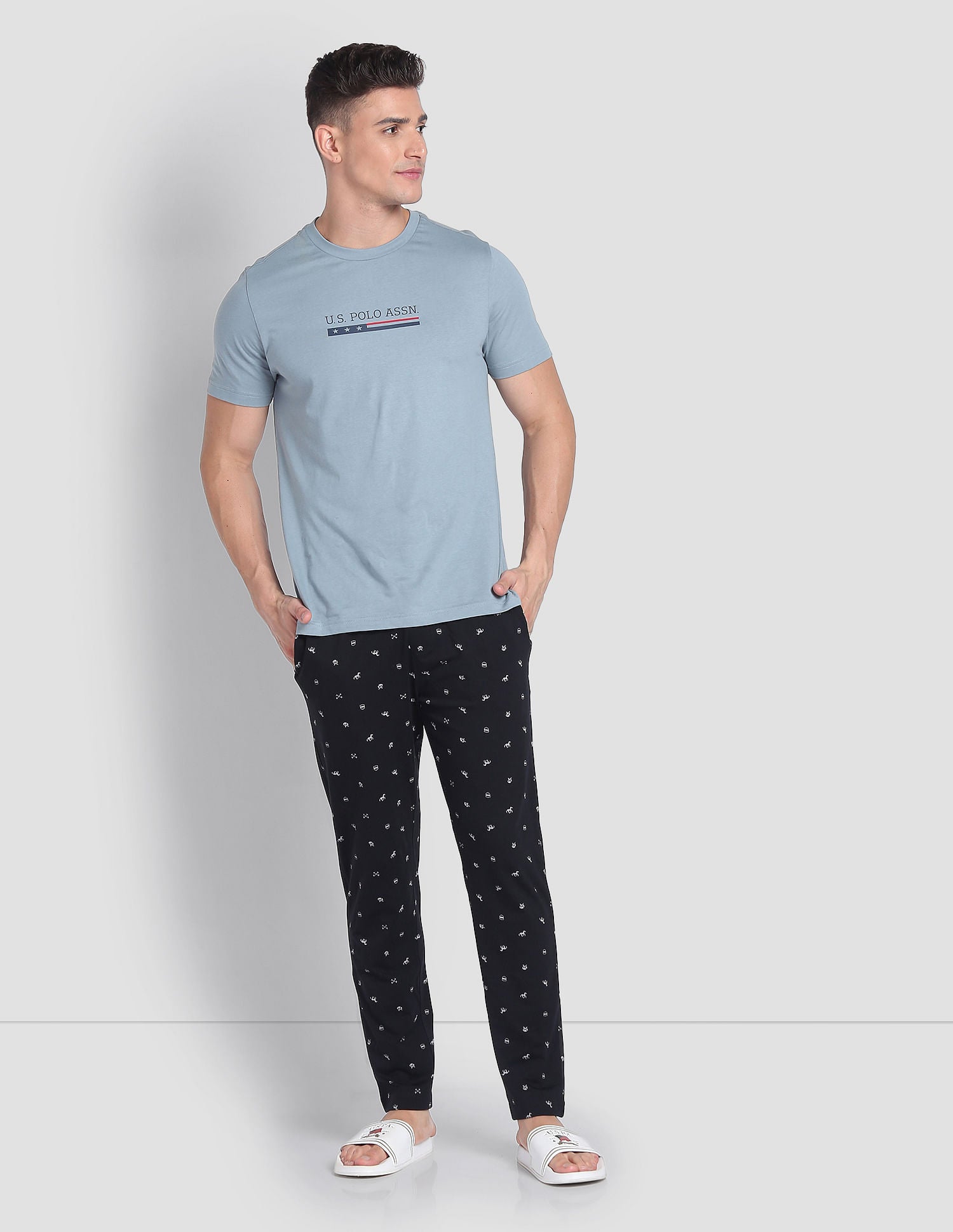 Signature Print LP002 Lounge Pants - Pack Of 1 Black - U.S. POLO ASSN. | Large