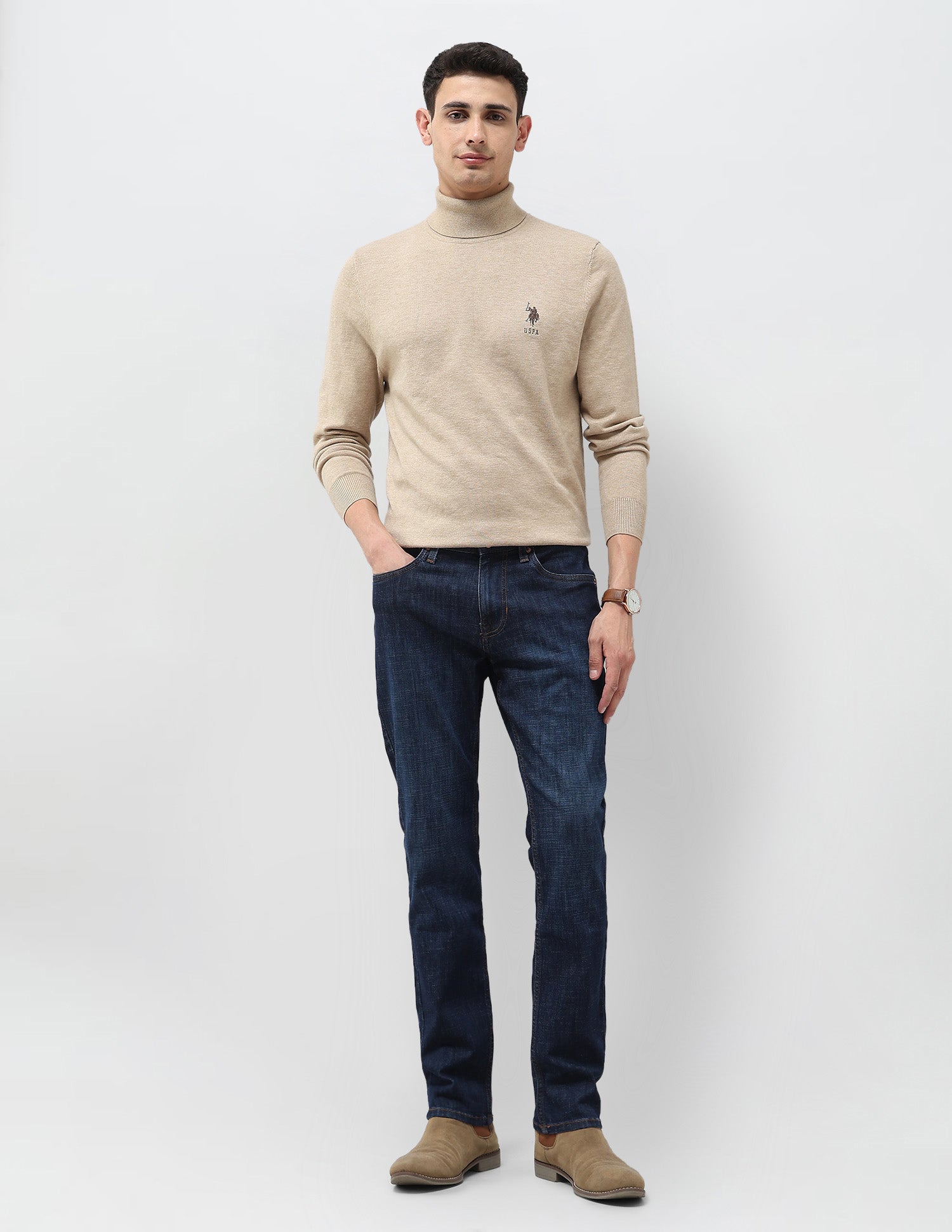 Brandon Slim Tapered Fit Blue Jeans Dark Blue - U.S. POLO ASSN. | Large