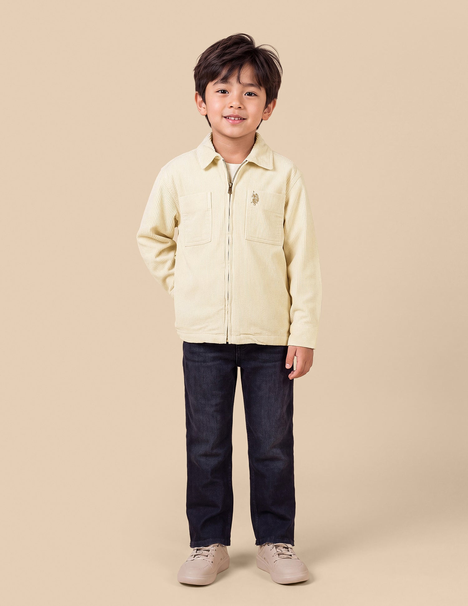 Boxy Fit Corduroy Shirt Ivory - U.S. Polo Assn. India | Large