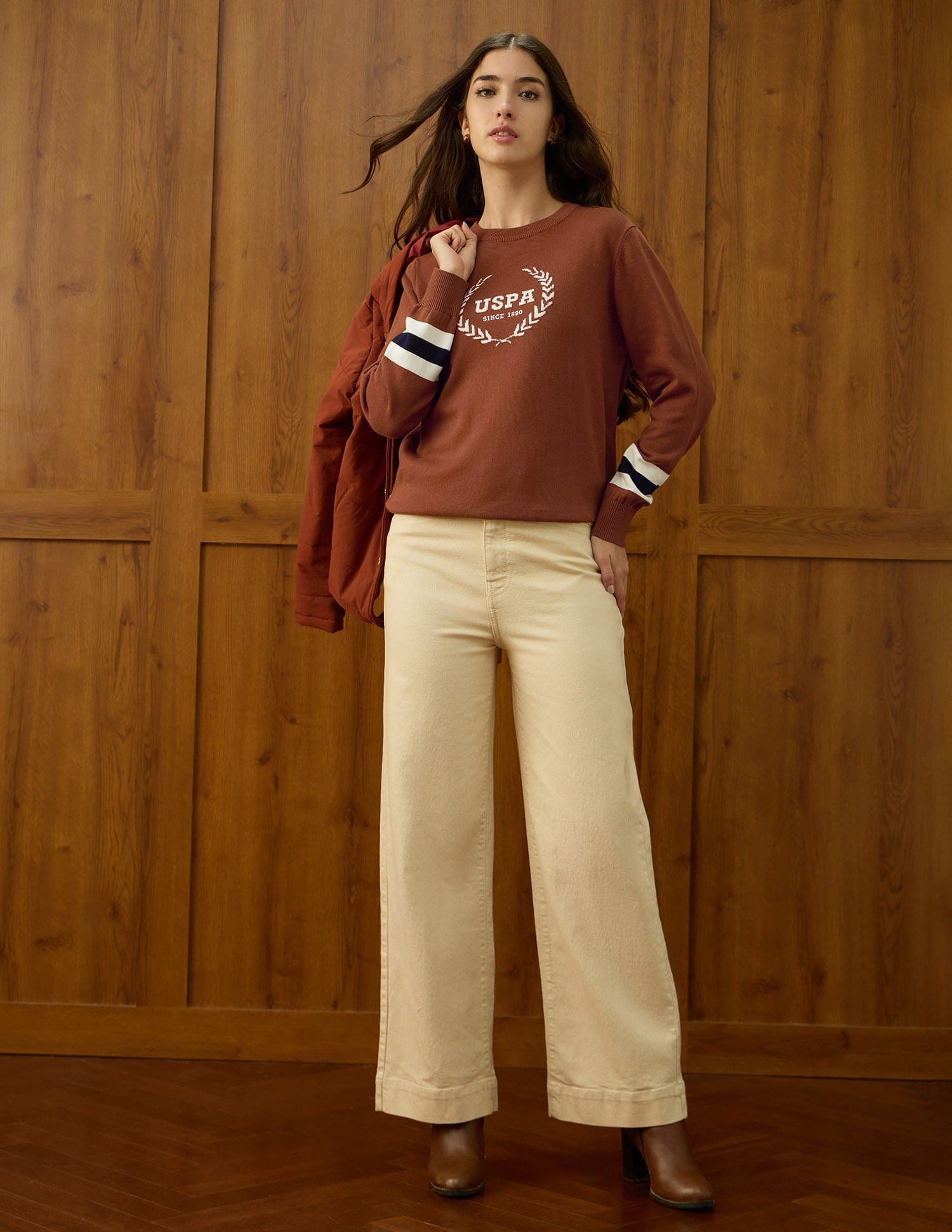 Brand Printed Relaxed Fit Sweater Yellow - U.S. POLO ASSN. | Large