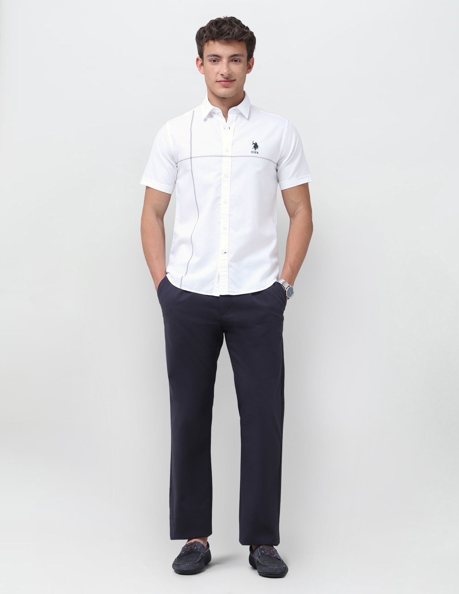 Solid Regular Fit Shirt White - U.S. Polo Assn. India | Large