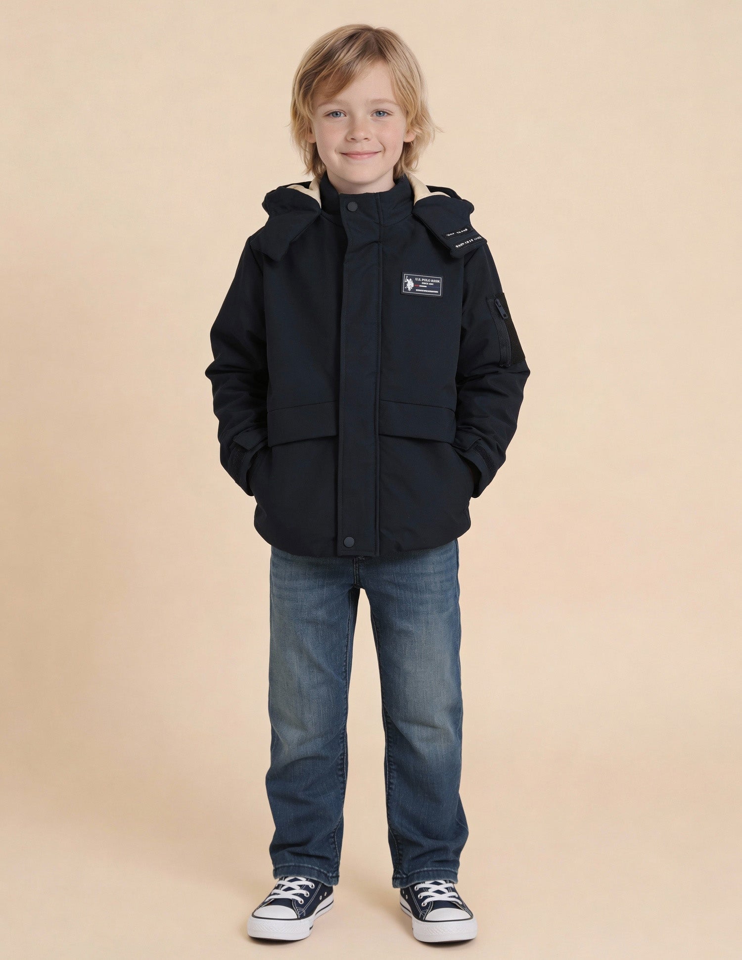 Boys Detachable Puffer Jacket Navy - U.S. Polo Assn. India | Large
