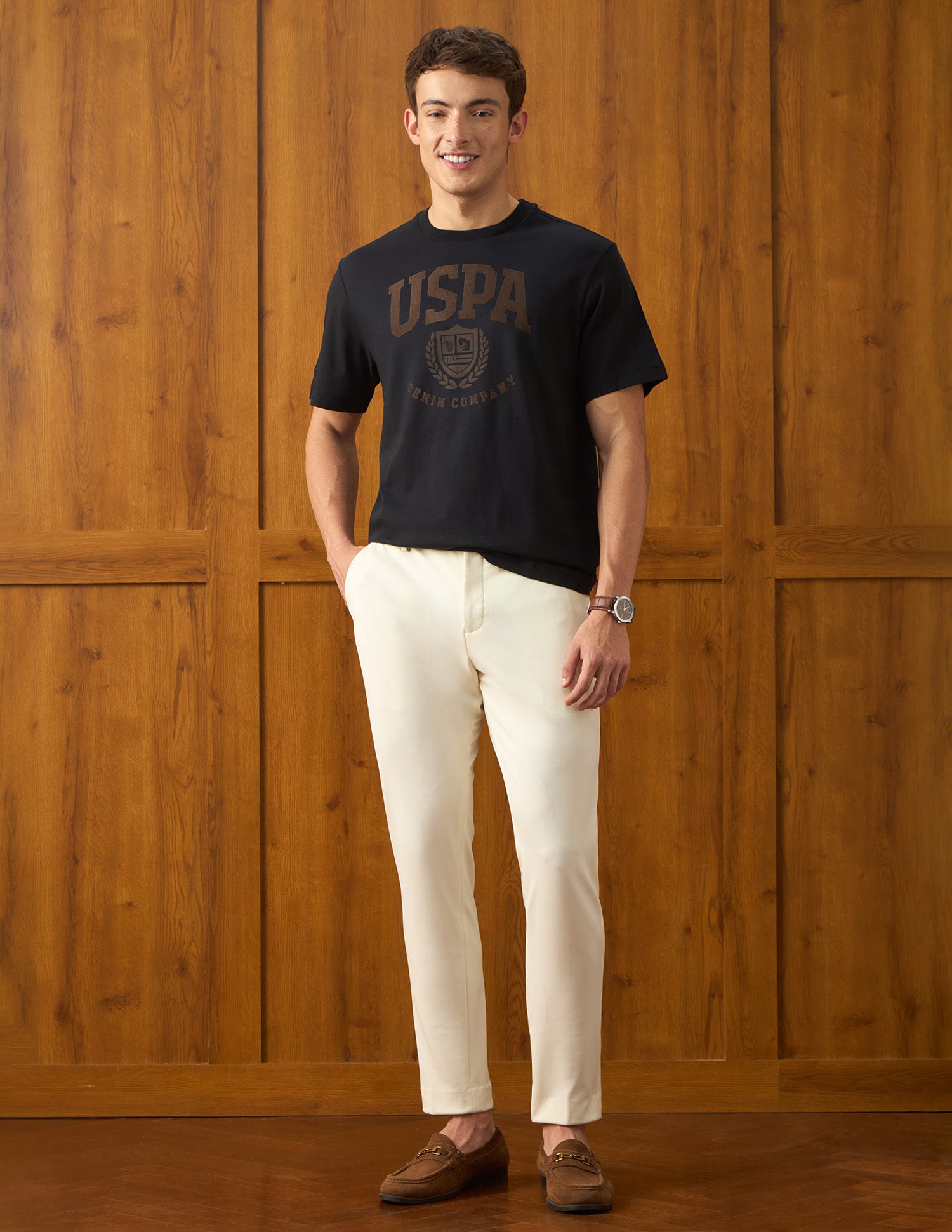 Brand Printed Relaxed Fit T-Shirt Black - U.S. Polo Assn. India | Large