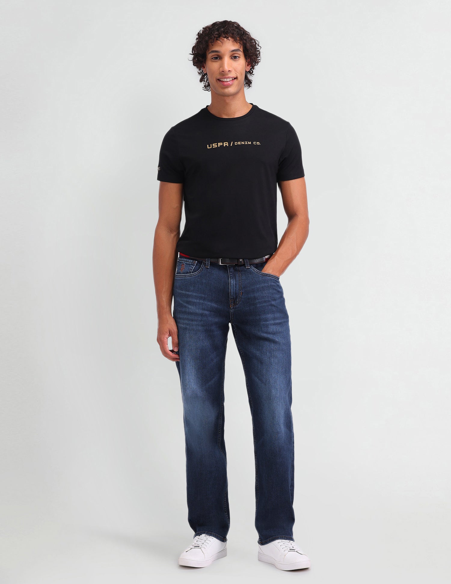 Shawn Relaxed Fit Whiskered Jeans Blue - U.S. Polo Assn. India | Large