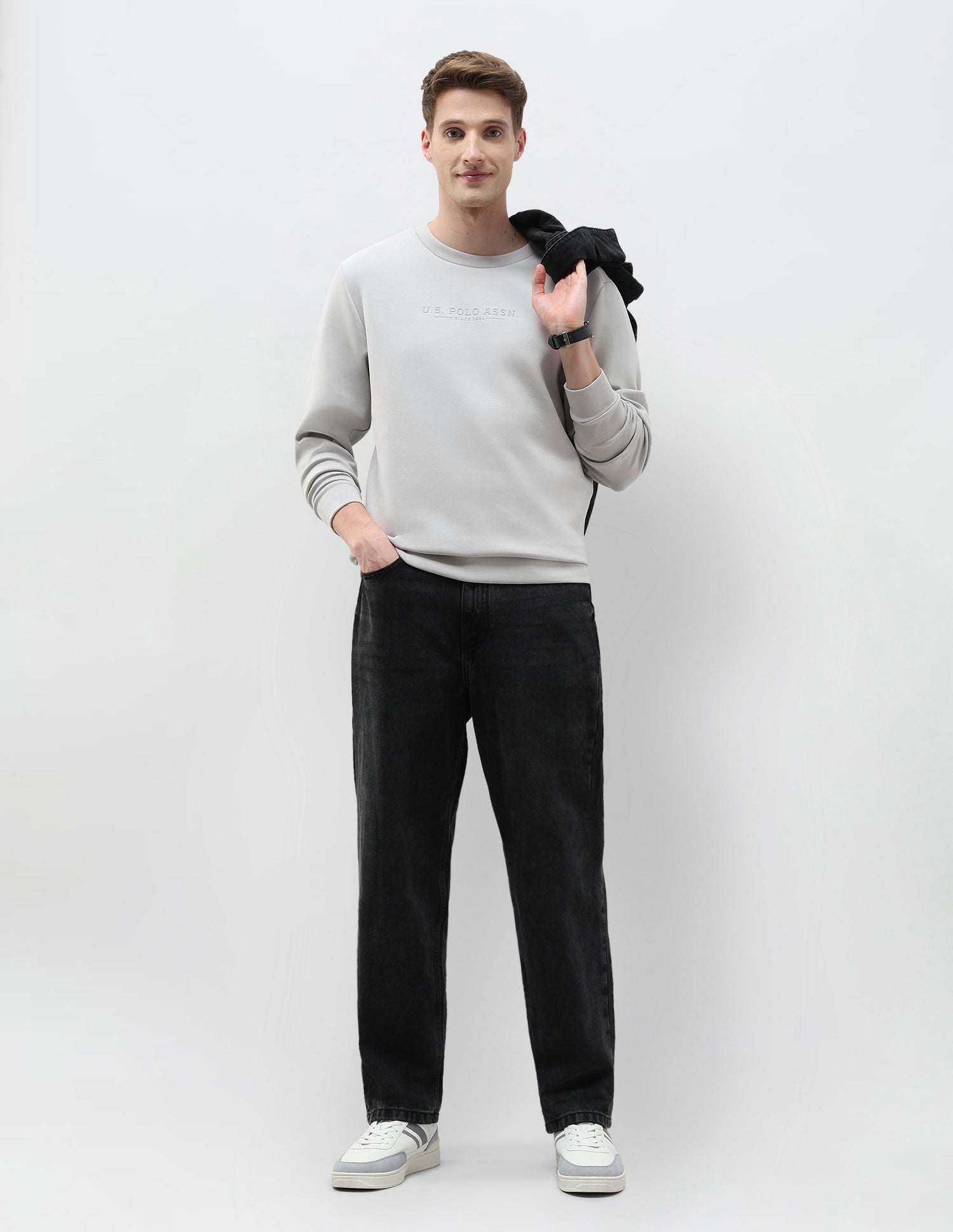 Solid Regular Fit Sweatshirt Light Grey - U.S. POLO ASSN. | Large