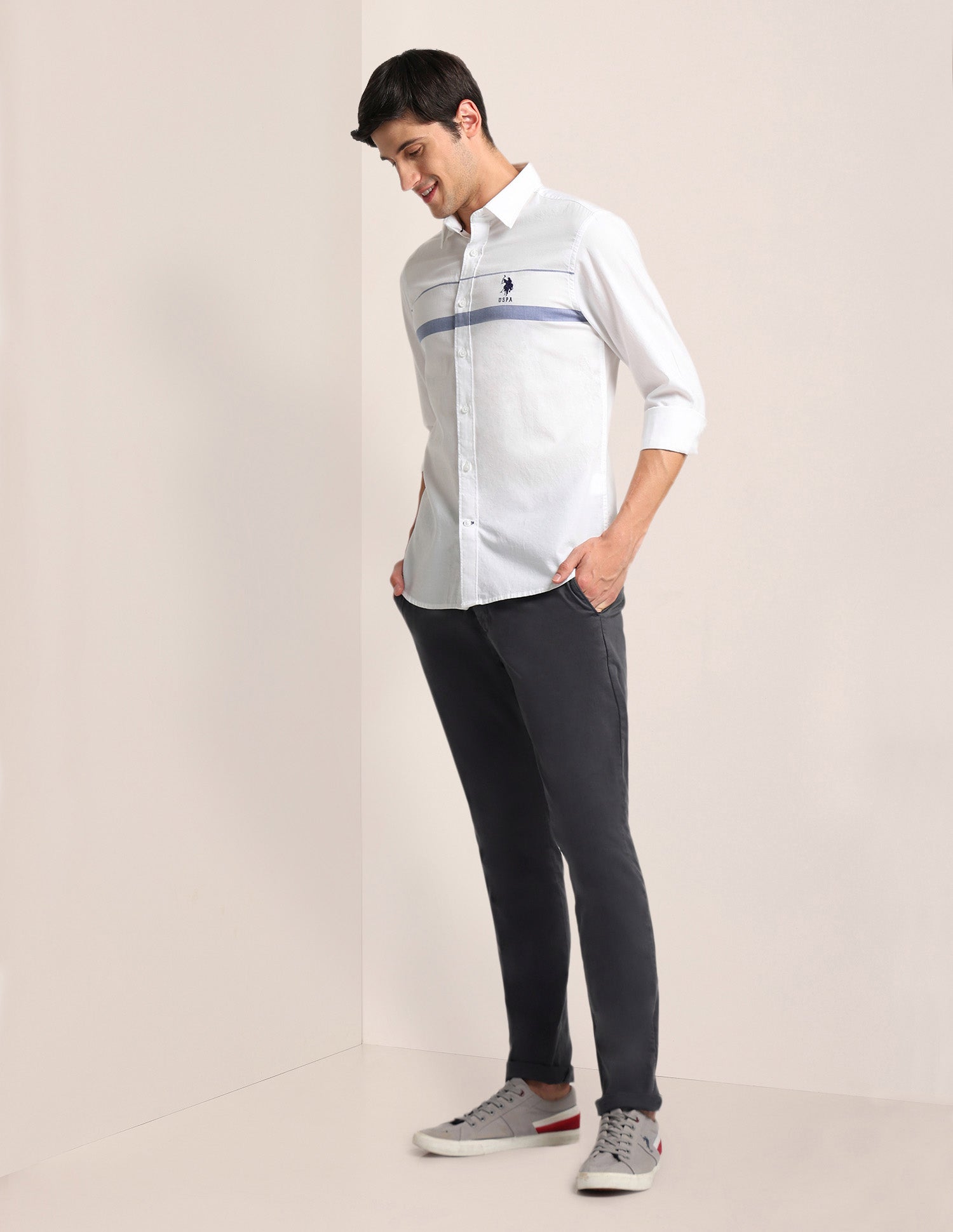 Premium Cotton Tailored Fit Shirt White - U.S. Polo Assn. India | Large
