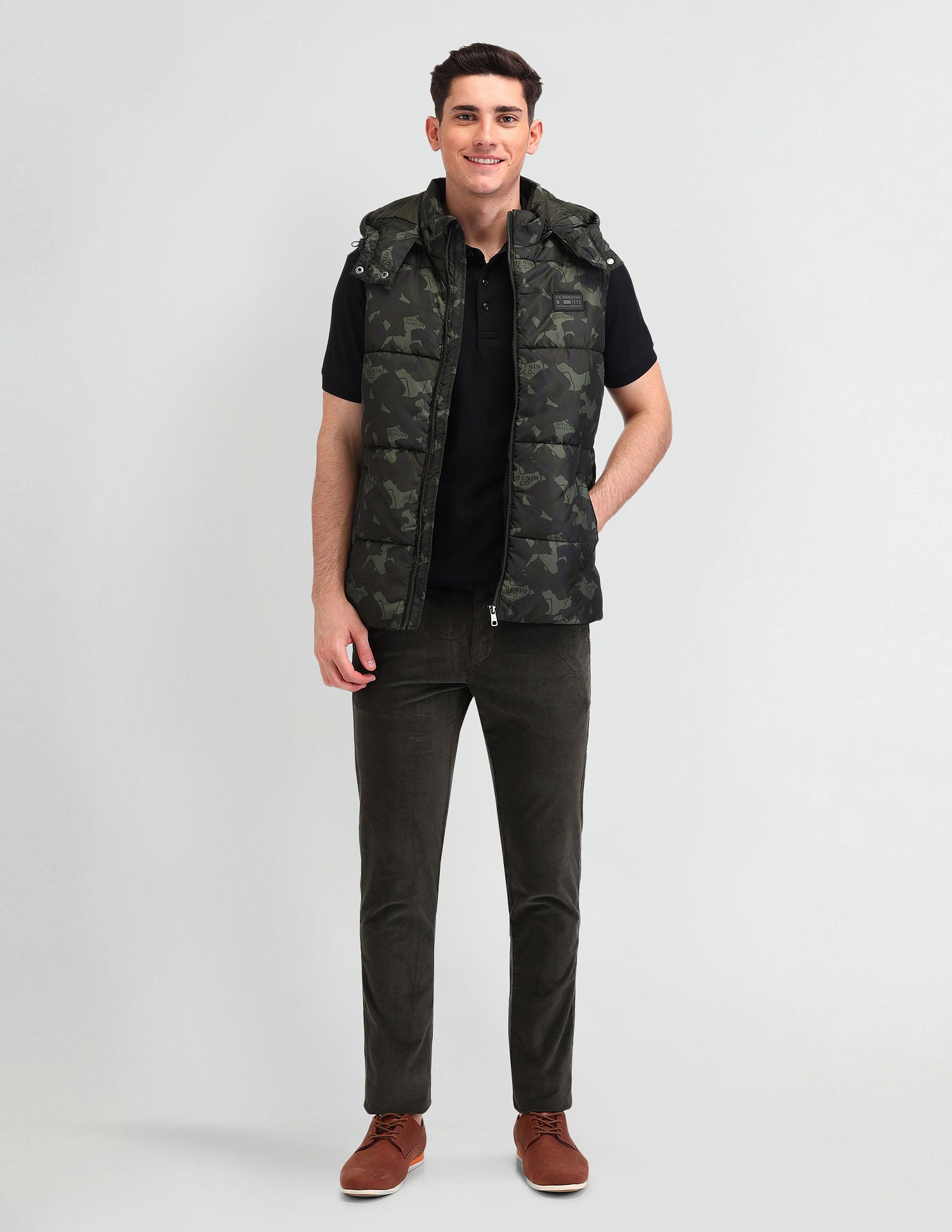 Camouflage Print Regular Fit Jacket Charcoal-Olive Camo - U.S. POLO ASSN. | Large