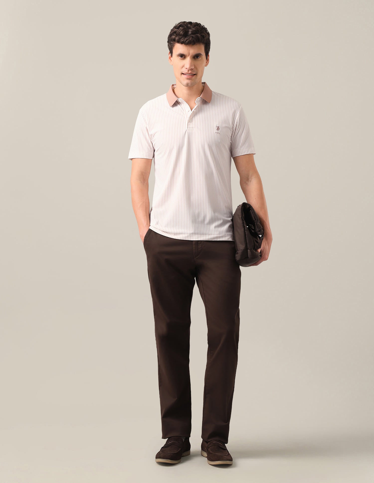 Vertical Striped Slim Fit Polo Shirt Orange - U.S. Polo Assn. India | Large