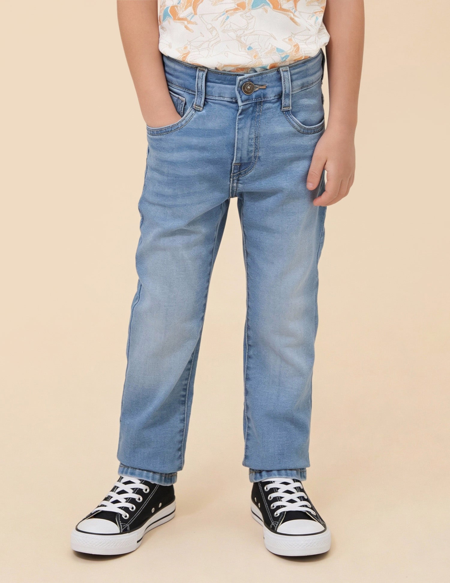 Boys Slim Fit Whiskered Jeans Light Blue - U.S. Polo Assn. India | Large