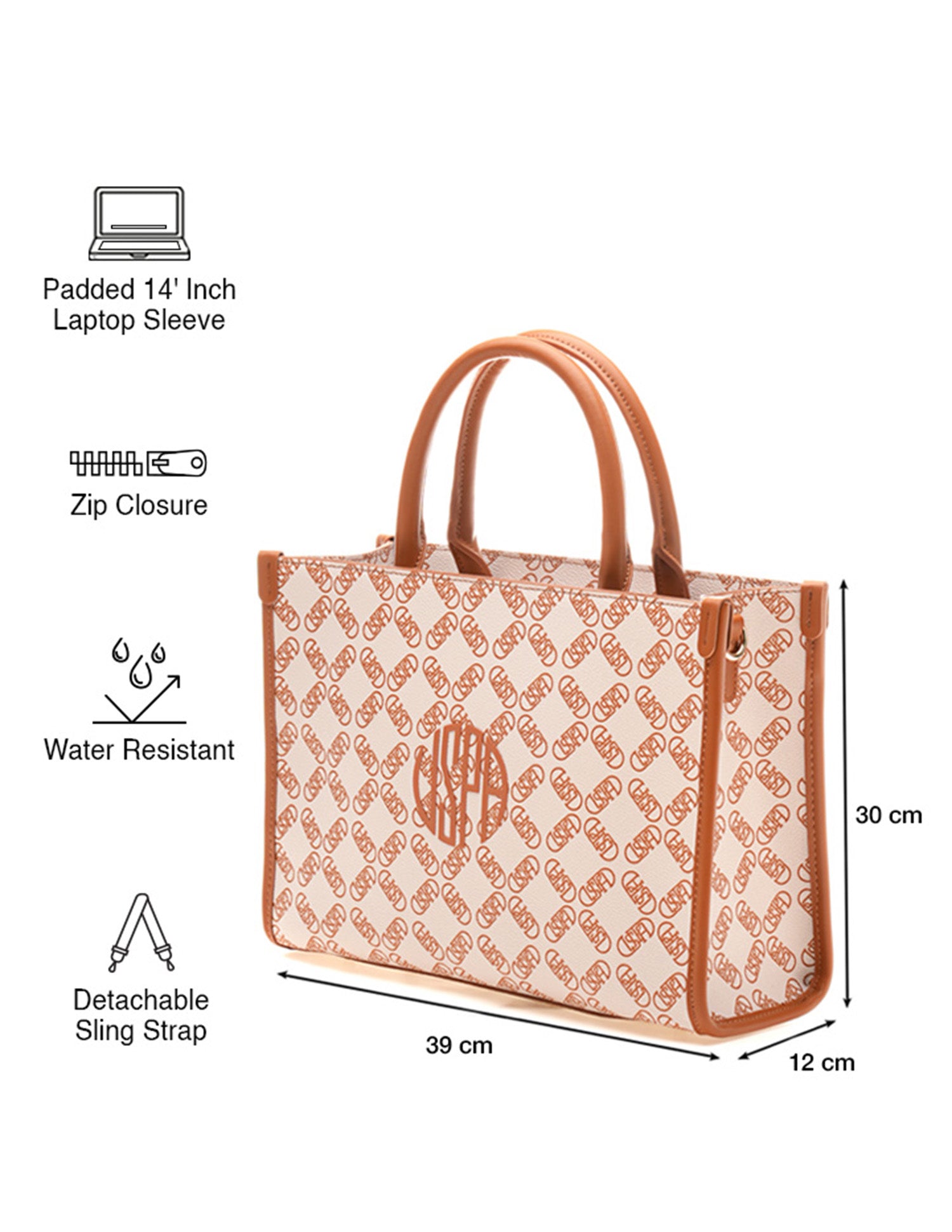 Kate Monogram Tote Bag Off White - U.S. Polo Assn. India | Large