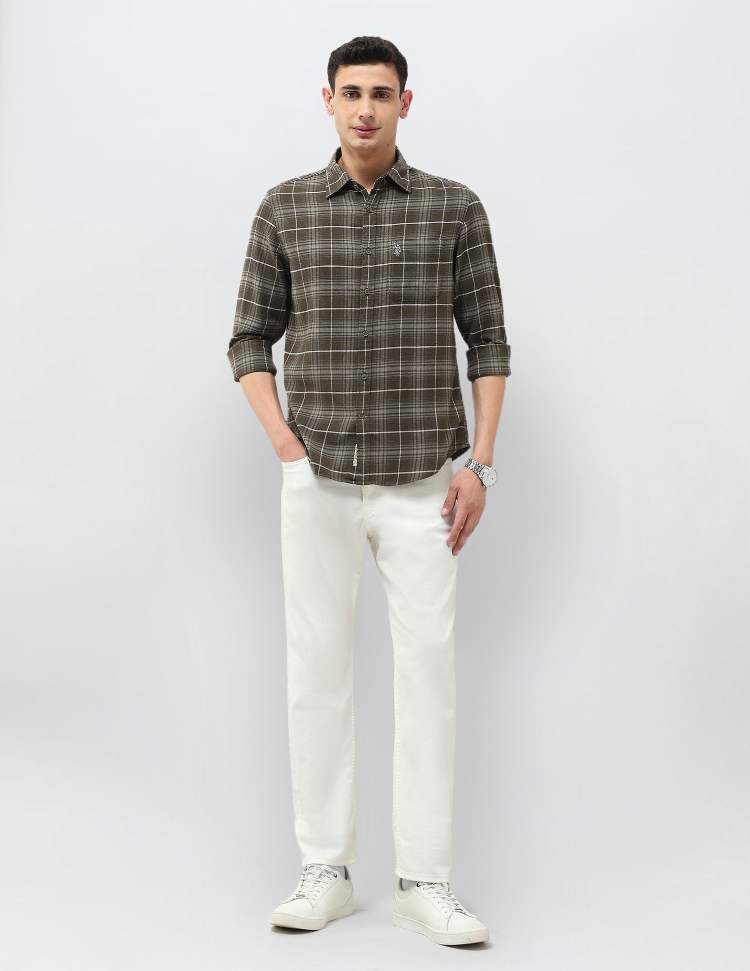 Twill Tartan Checked Shirt Olive - U.S. POLO ASSN. | Large