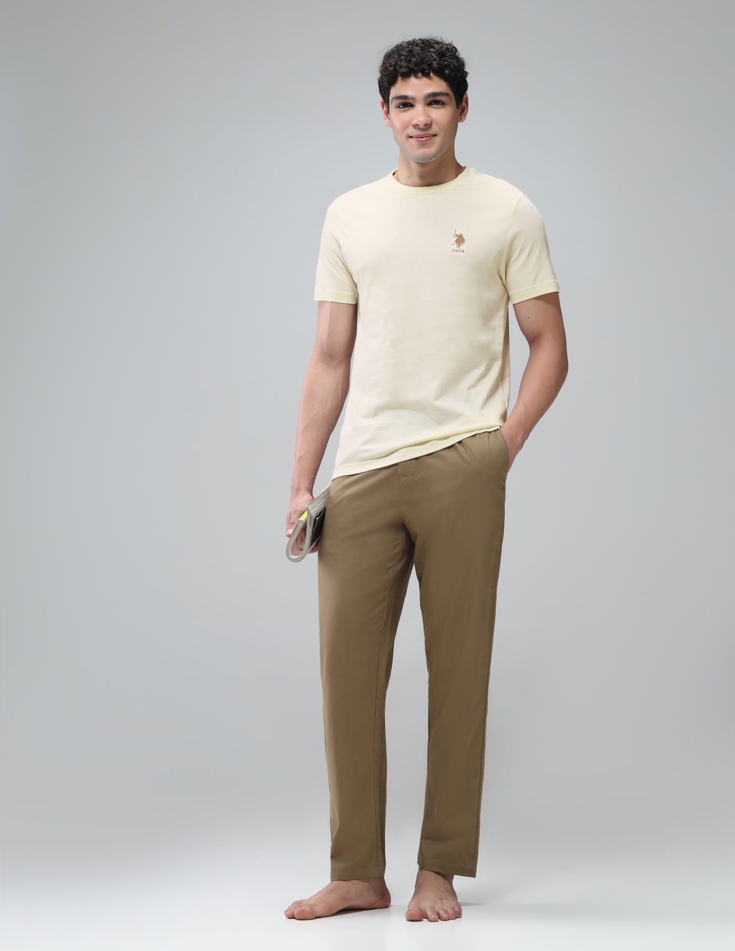 Pure Cotton Comfort Fit I633 Lounge T-Shirt - Pack Of 1 Off White - U.S. Polo Assn. India | Large