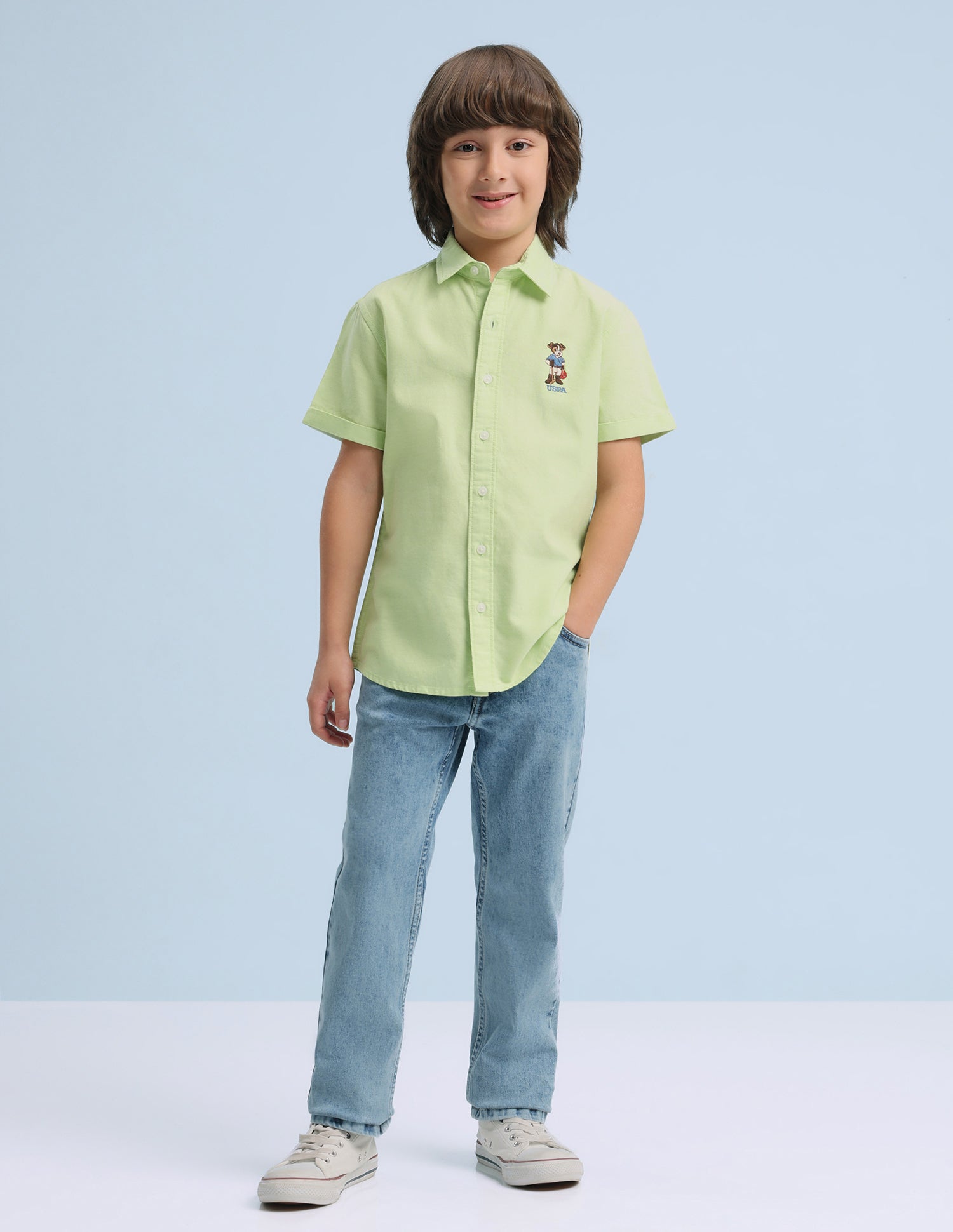 Solid Oxford Shirt Light Green - U.S. Polo Assn. India | Large