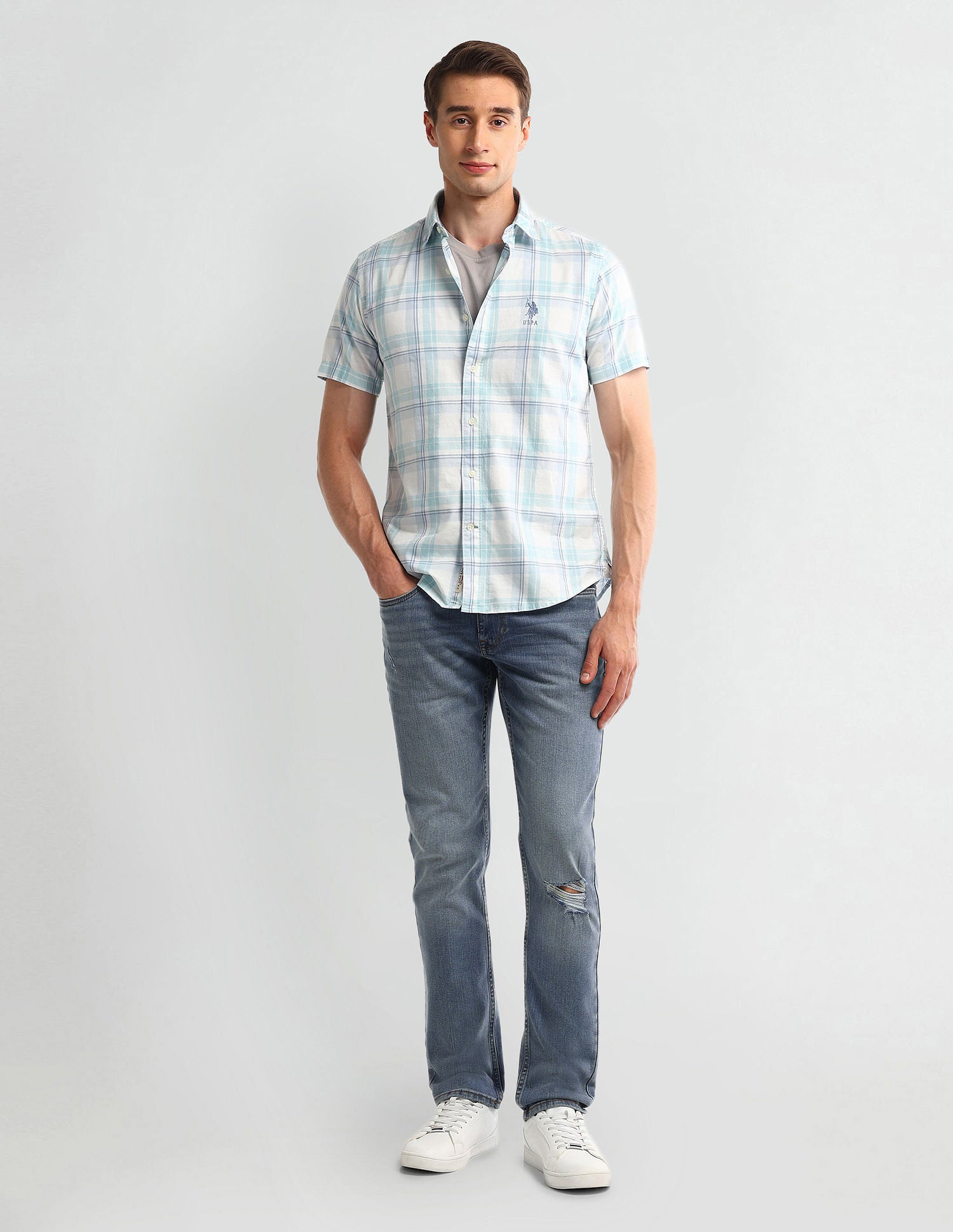 Brandon Slim Tapered Blue Jeans Blue - U.S. POLO ASSN. | Large